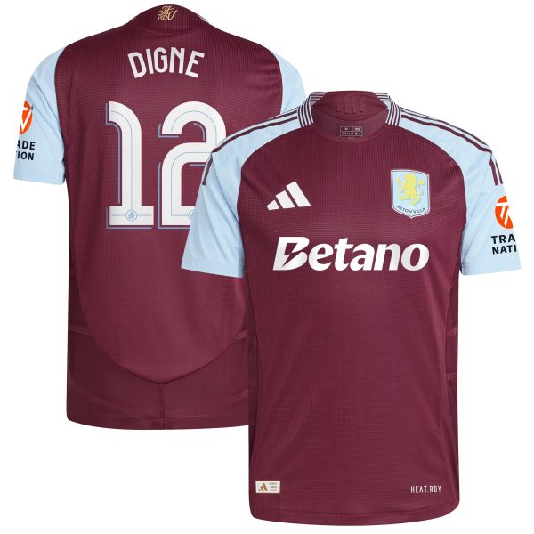 Aston Villa Jerseys - Official aston villa adidas home authentic shirt 2024-25 with digne 12 cup printing Collection for AVFC Fans