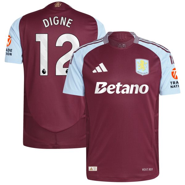Aston Villa Jerseys - Official aston villa adidas home authentic shirt 2024-25 with digne 12 printing Collection for AVFC Fans