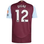 Aston Villa Jerseys - Official aston villa adidas home authentic shirt 2024-25 with digne 12 printing Collection for AVFC Fans