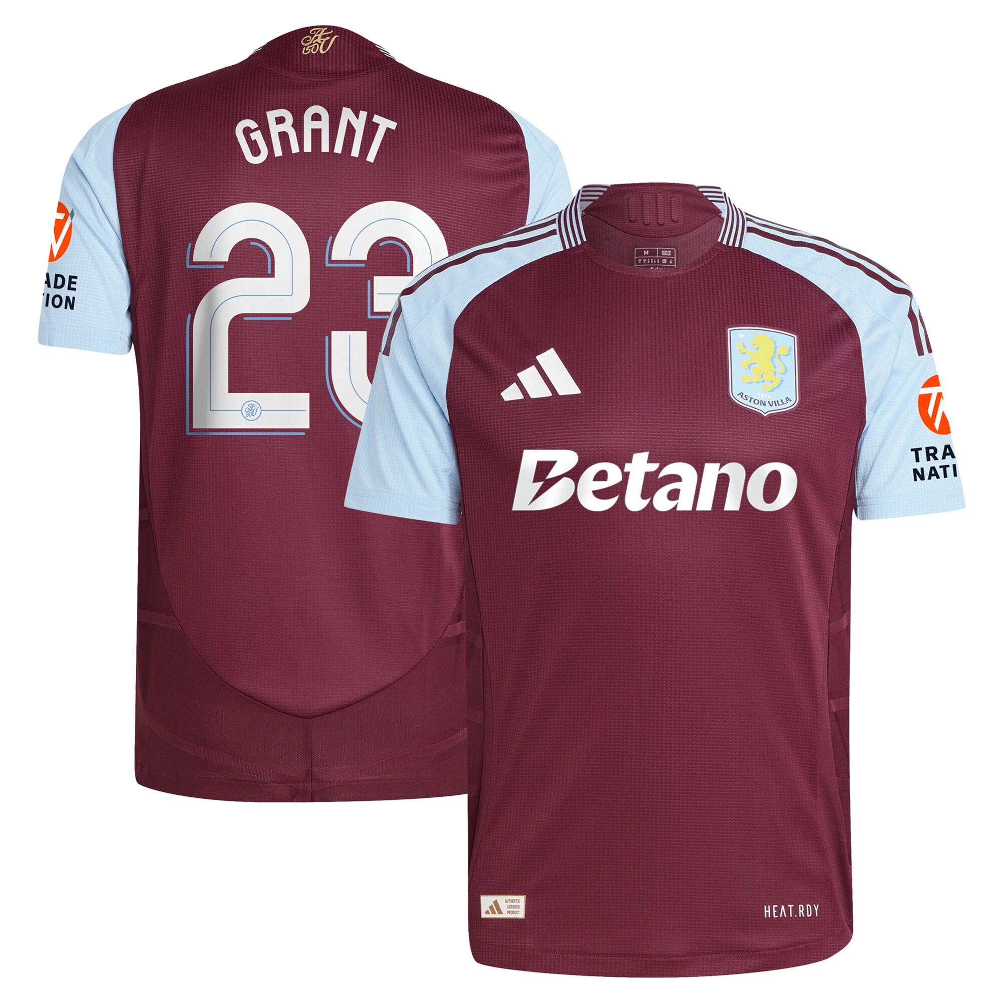 Aston Villa Jerseys - Official aston villa adidas home authentic shirt 2024-25 with grant 23 cup printing Collection for AVFC Fans