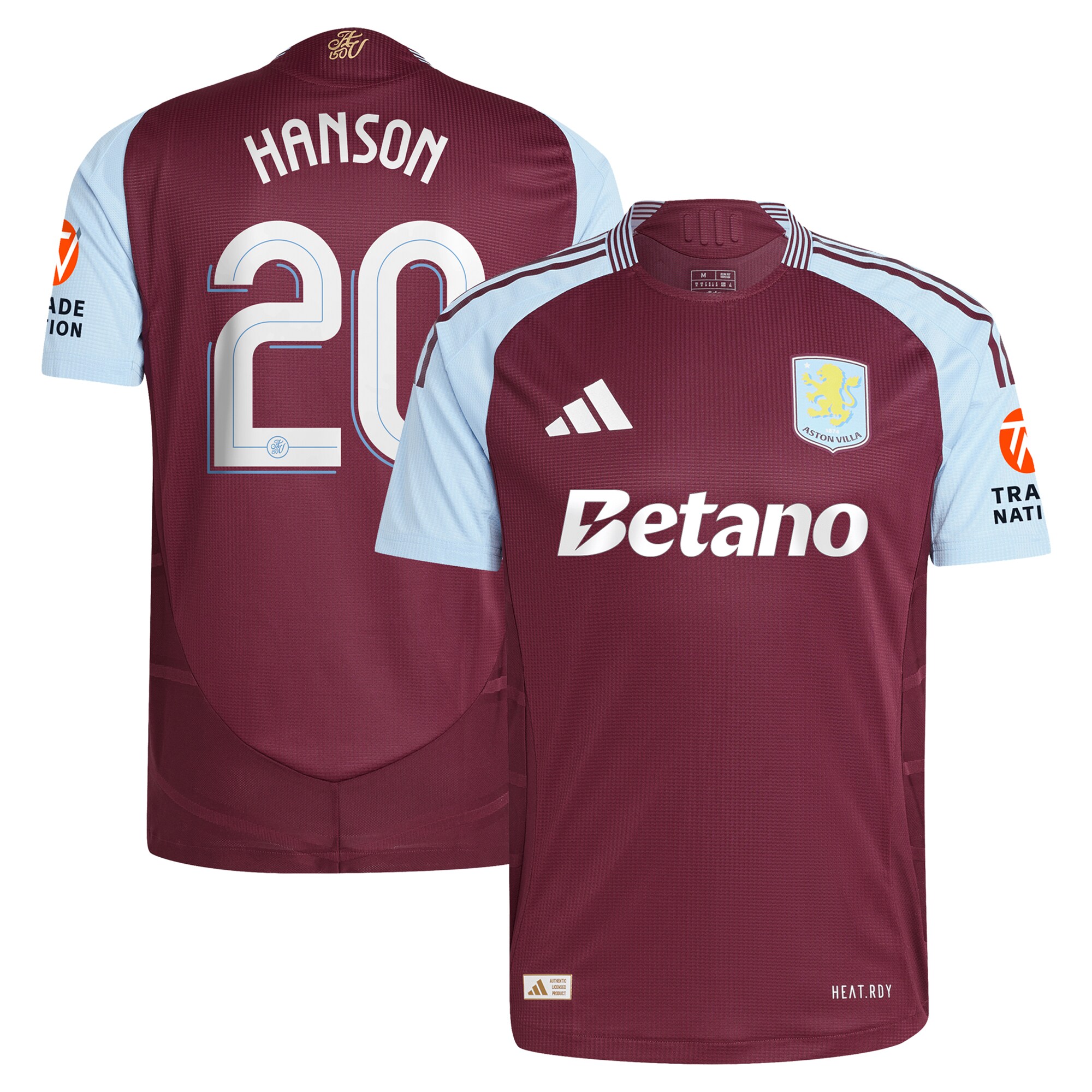 Aston Villa Jerseys - Official aston villa adidas home authentic shirt 2024-25 with hanson 20 cup printing Collection for AVFC Fans