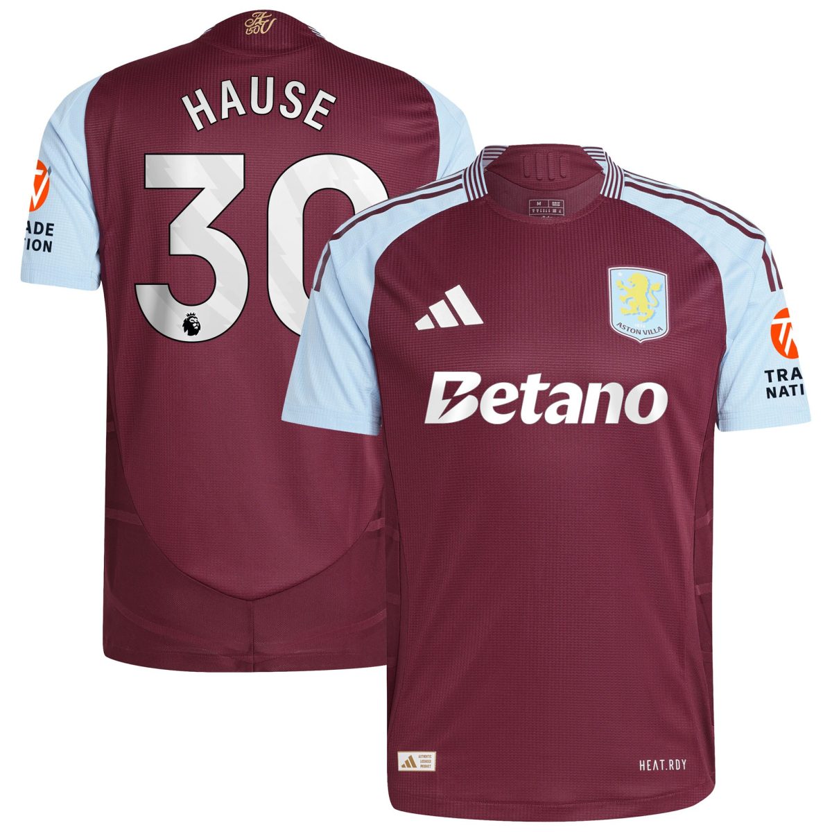 Aston Villa Jerseys - Official aston villa adidas home authentic shirt 2024-25 with hause 30 printing Collection for AVFC Fans