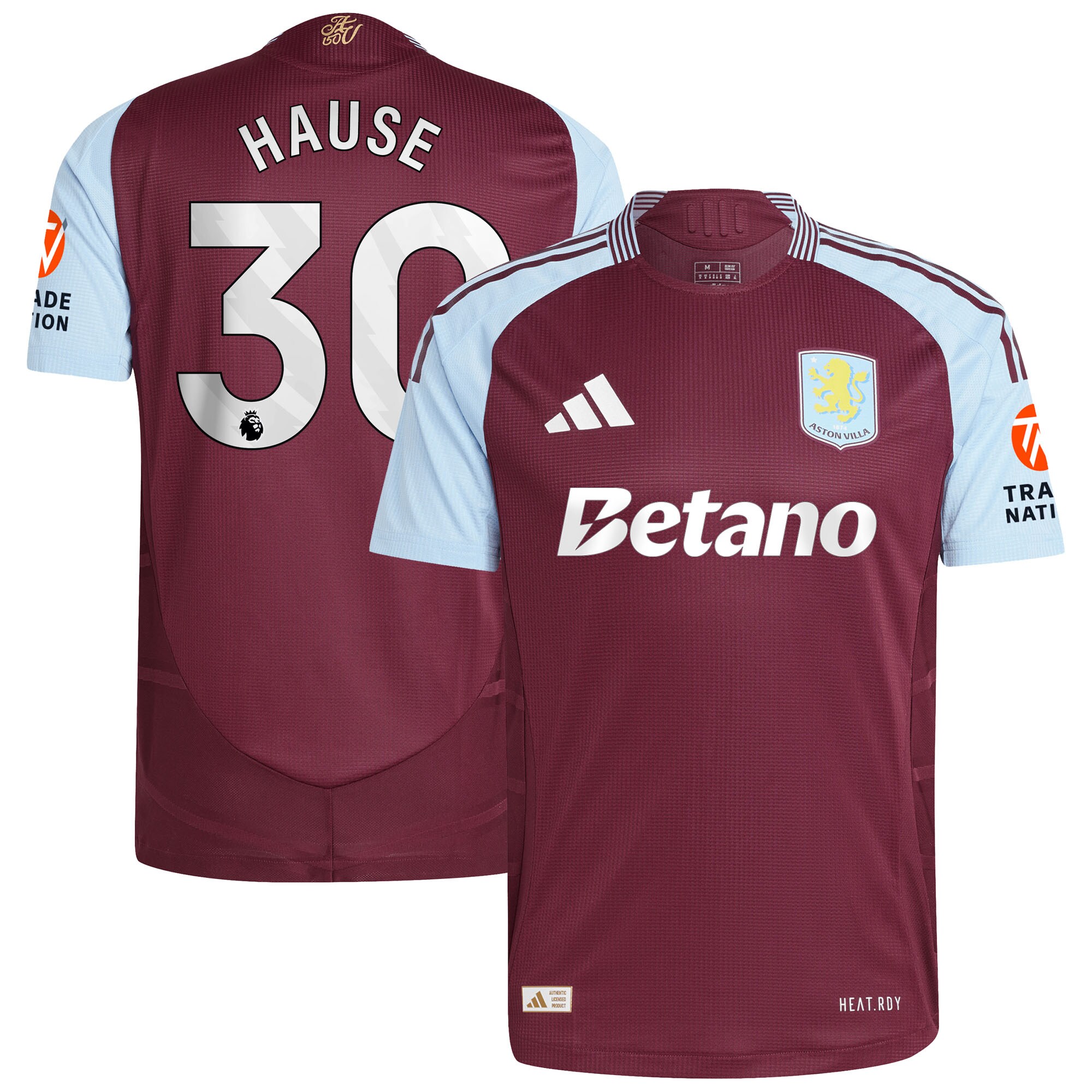 Aston Villa Jerseys - Official aston villa adidas home authentic shirt 2024-25 with hause 30 printing Collection for AVFC Fans