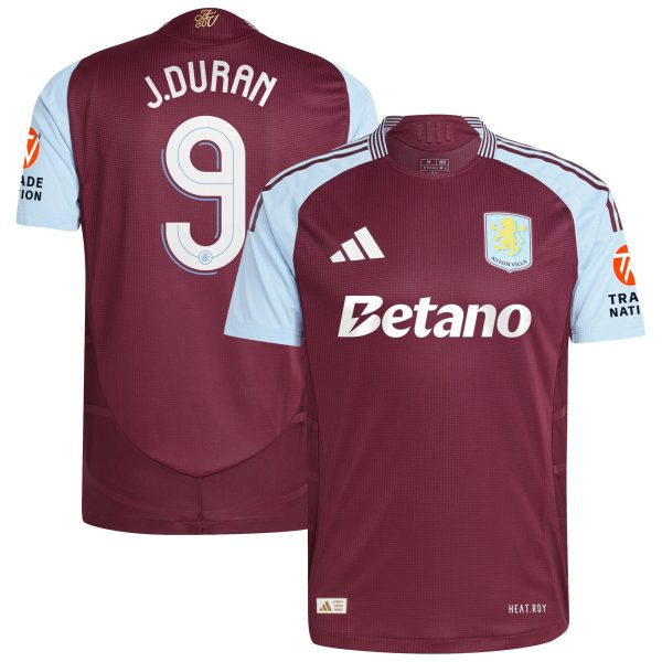 Aston Villa Jerseys - Official aston villa adidas home authentic shirt 2024-25 with j.duran 9 cup printing Collection for AVFC Fans