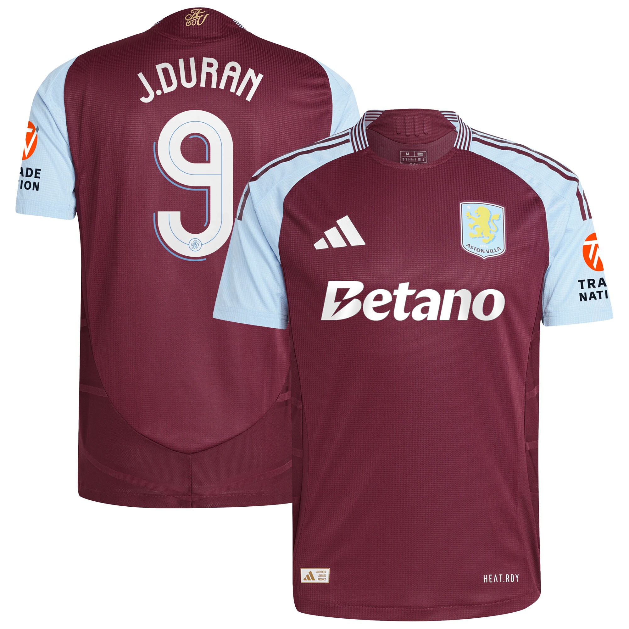 Aston Villa Jerseys - Official aston villa adidas home authentic shirt 2024-25 with j.duran 9 cup printing Collection for AVFC Fans