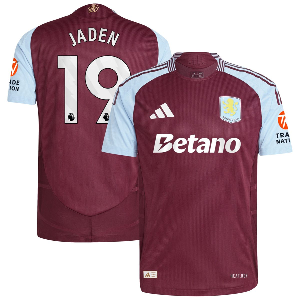 Aston Villa Jerseys - Official aston villa adidas home authentic shirt 2024-25 with jaden 19 printing Collection for AVFC Fans
