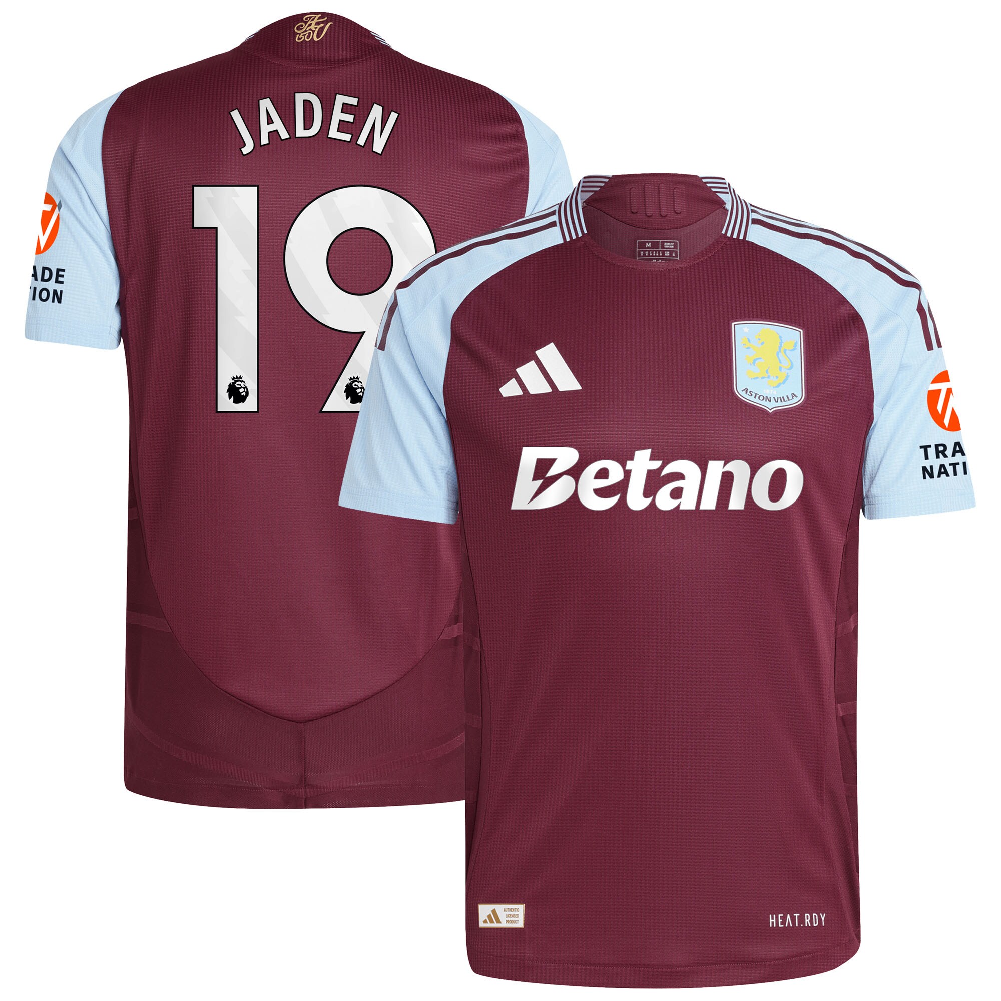 Aston Villa Jerseys - Official aston villa adidas home authentic shirt 2024-25 with jaden 19 printing Collection for AVFC Fans