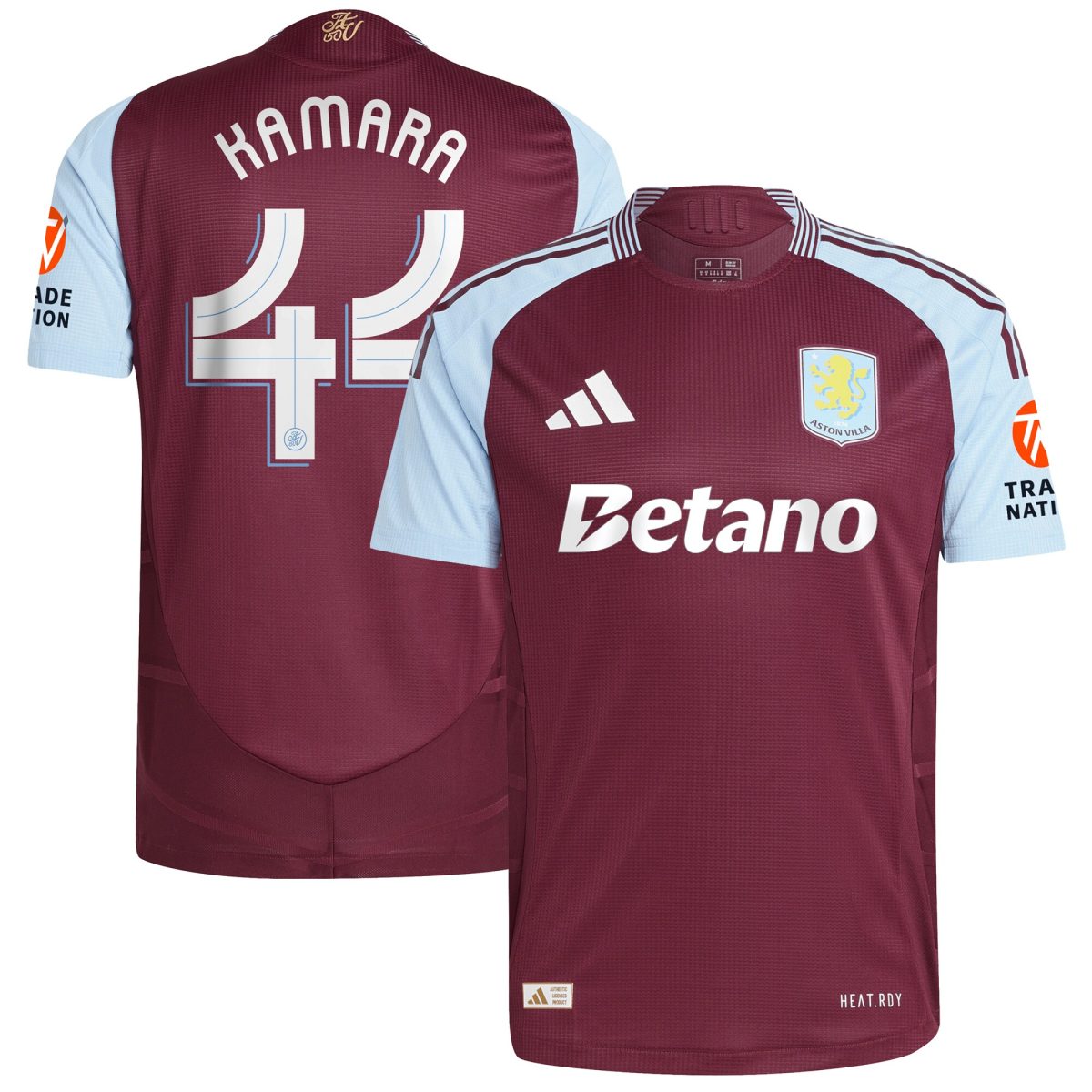 Aston Villa Jerseys - Official aston villa adidas home authentic shirt 2024-25 with kamara 44 cup printing Collection for AVFC Fans