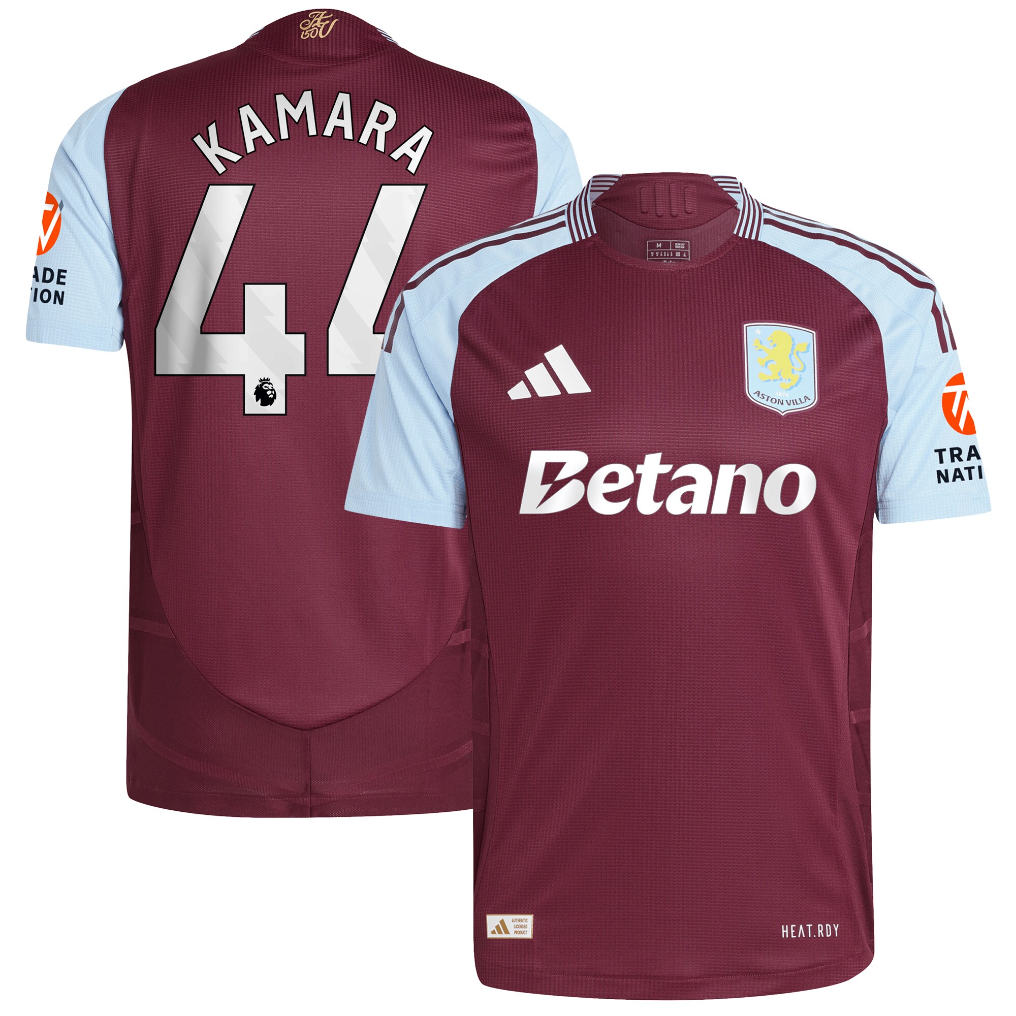 Aston Villa Jerseys - Official aston villa adidas home authentic shirt 2024-25 with kamara 44 printing Collection for AVFC Fans