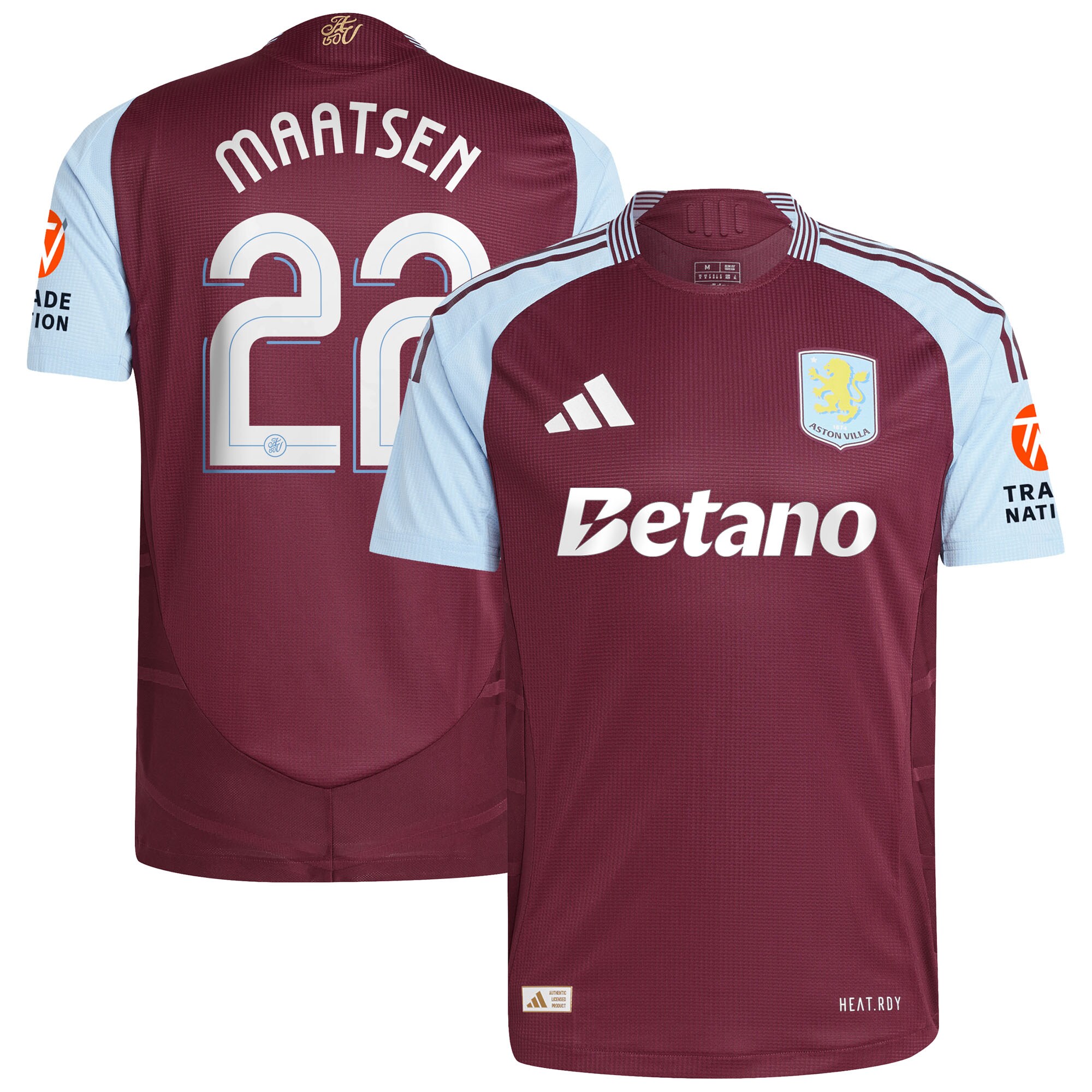 Aston Villa Jerseys - Official aston villa adidas home authentic shirt 2024-25 with maatsen 22 cup printing Collection for AVFC Fans