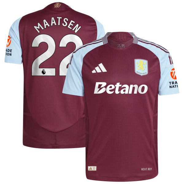 Aston Villa Jerseys - Official aston villa adidas home authentic shirt 2024-25 with maatsen 22 printing Collection for AVFC Fans