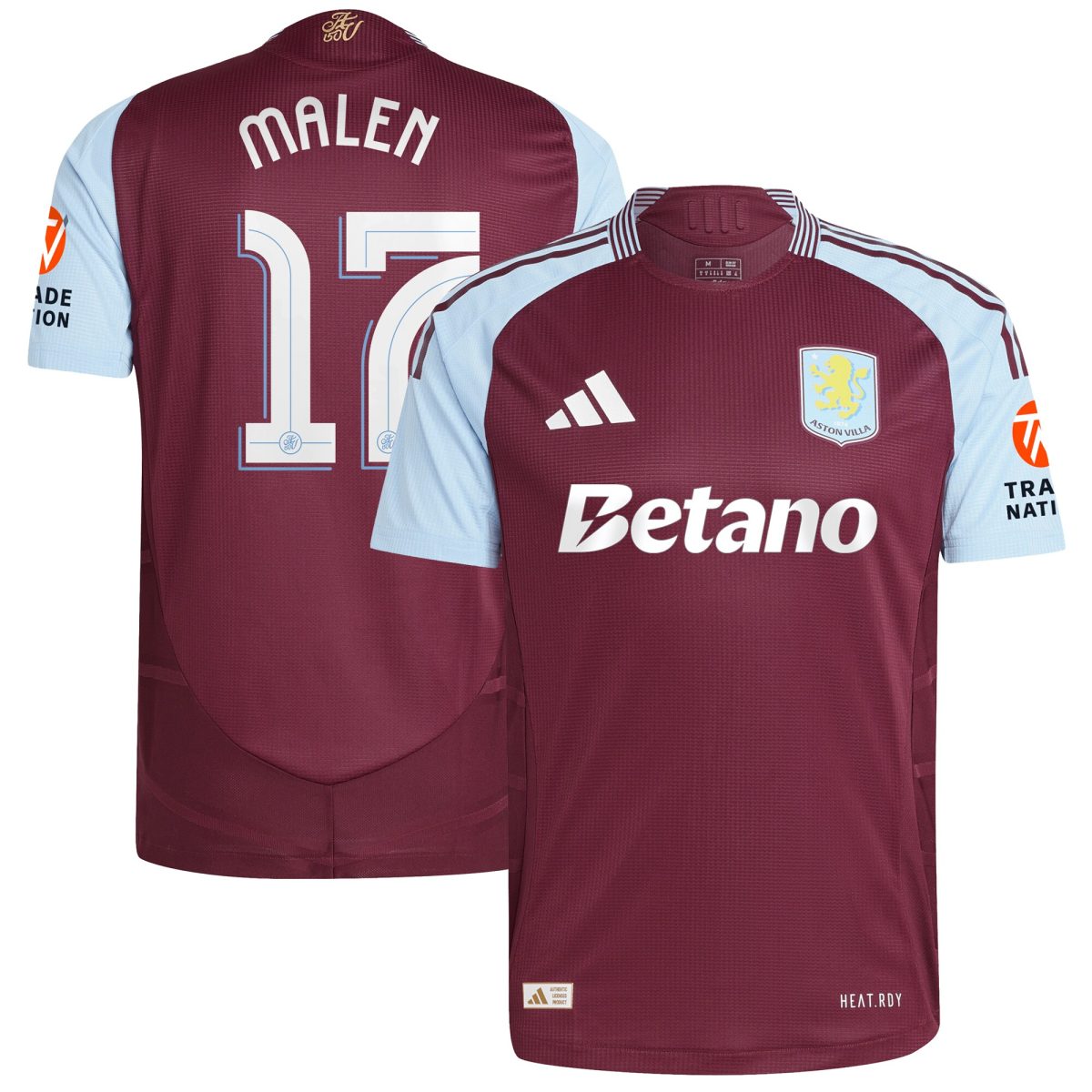 Aston Villa Jerseys - Official aston villa adidas home authentic shirt 2024-25 with malen 17 cup printing Collection for AVFC Fans