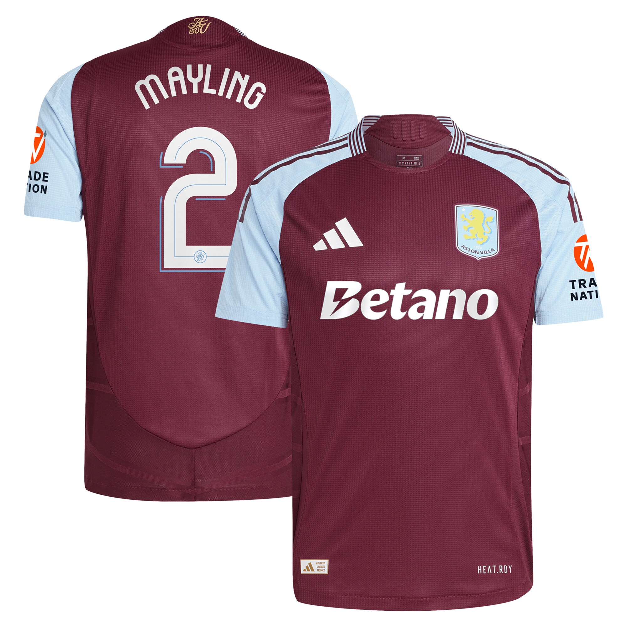 Aston Villa Jerseys - Official aston villa adidas home authentic shirt 2024-25 with mayling 2 cup printing Collection for AVFC Fans