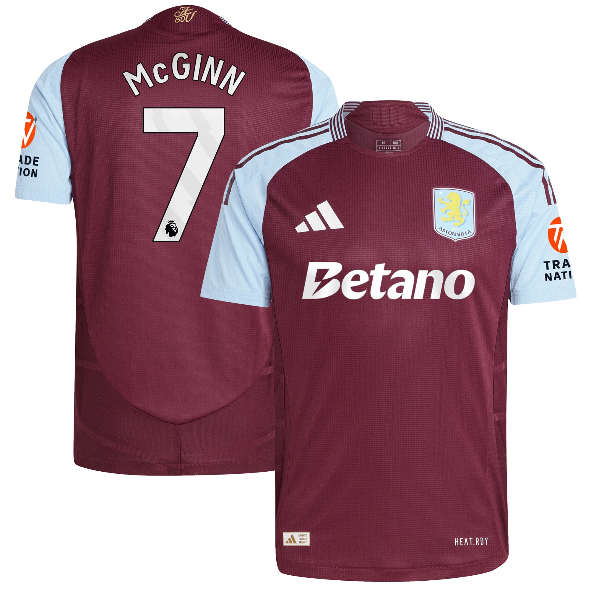 Aston Villa Jerseys - Official aston villa adidas home authentic shirt 2024-25 with mcginn 7 printing Collection for AVFC Fans