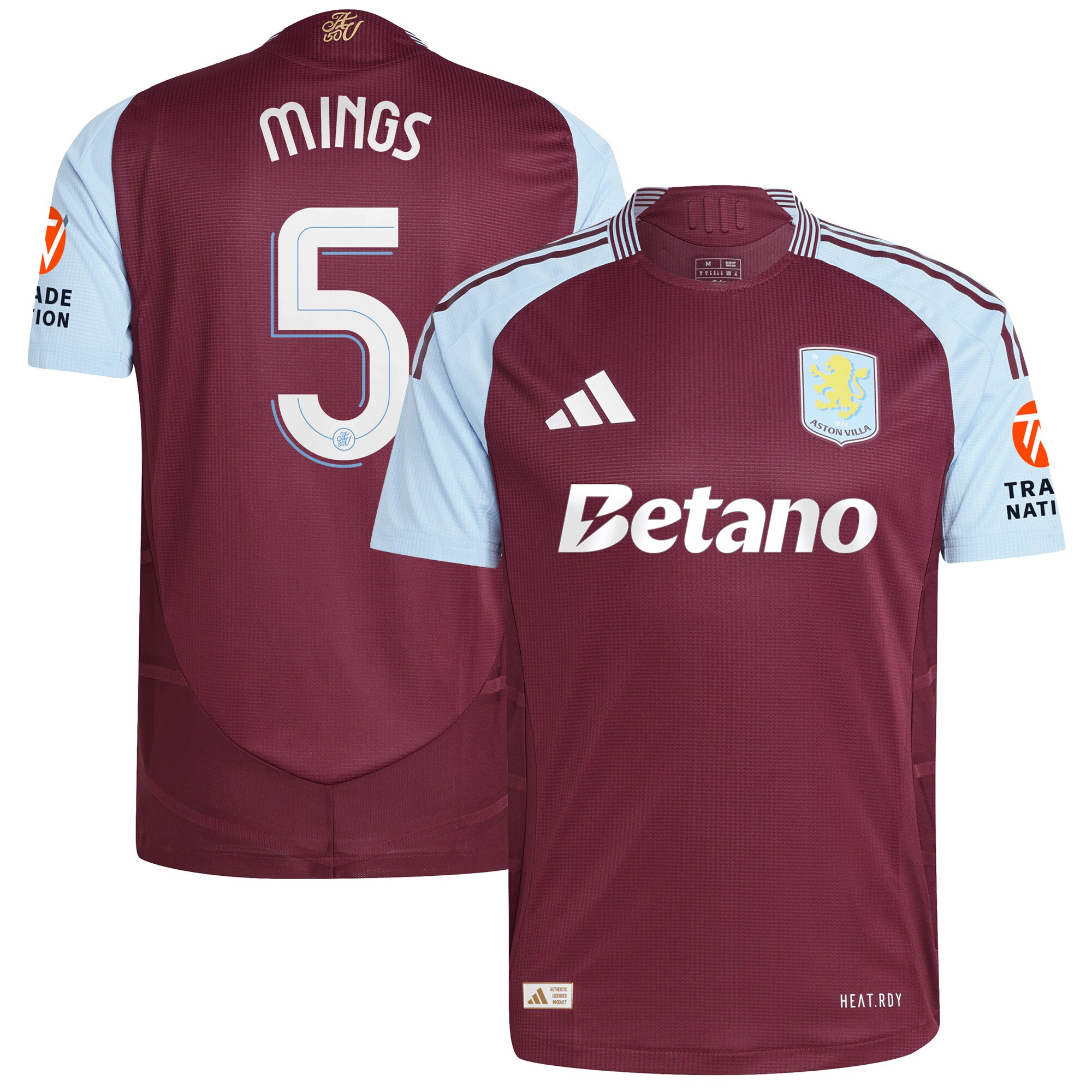 Aston Villa Jerseys - Official aston villa adidas home authentic shirt 2024-25 with mings 5 cup printing Collection for AVFC Fans