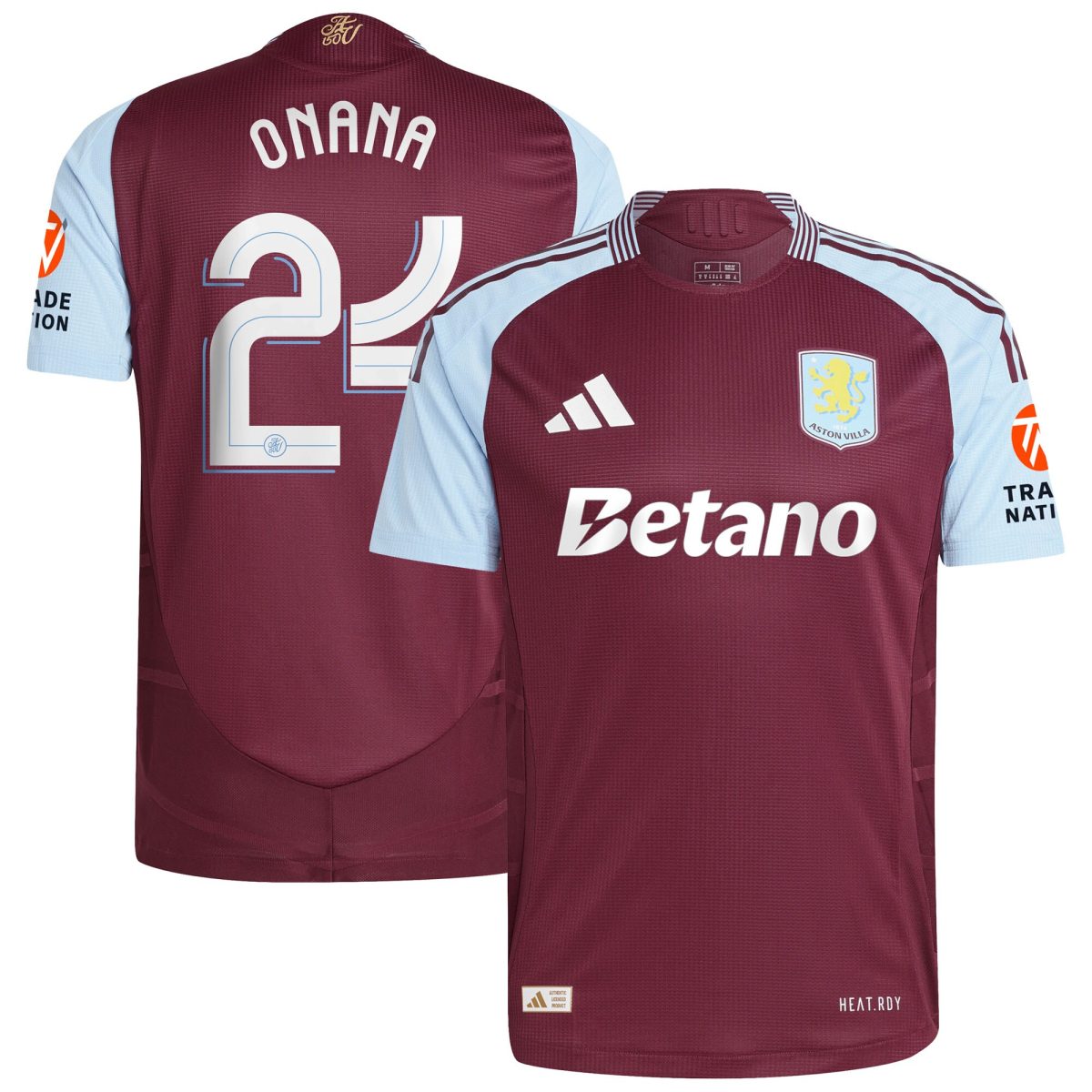 Aston Villa Jerseys - Official aston villa adidas home authentic shirt 2024-25 with onana 24 cup printing Collection for AVFC Fans