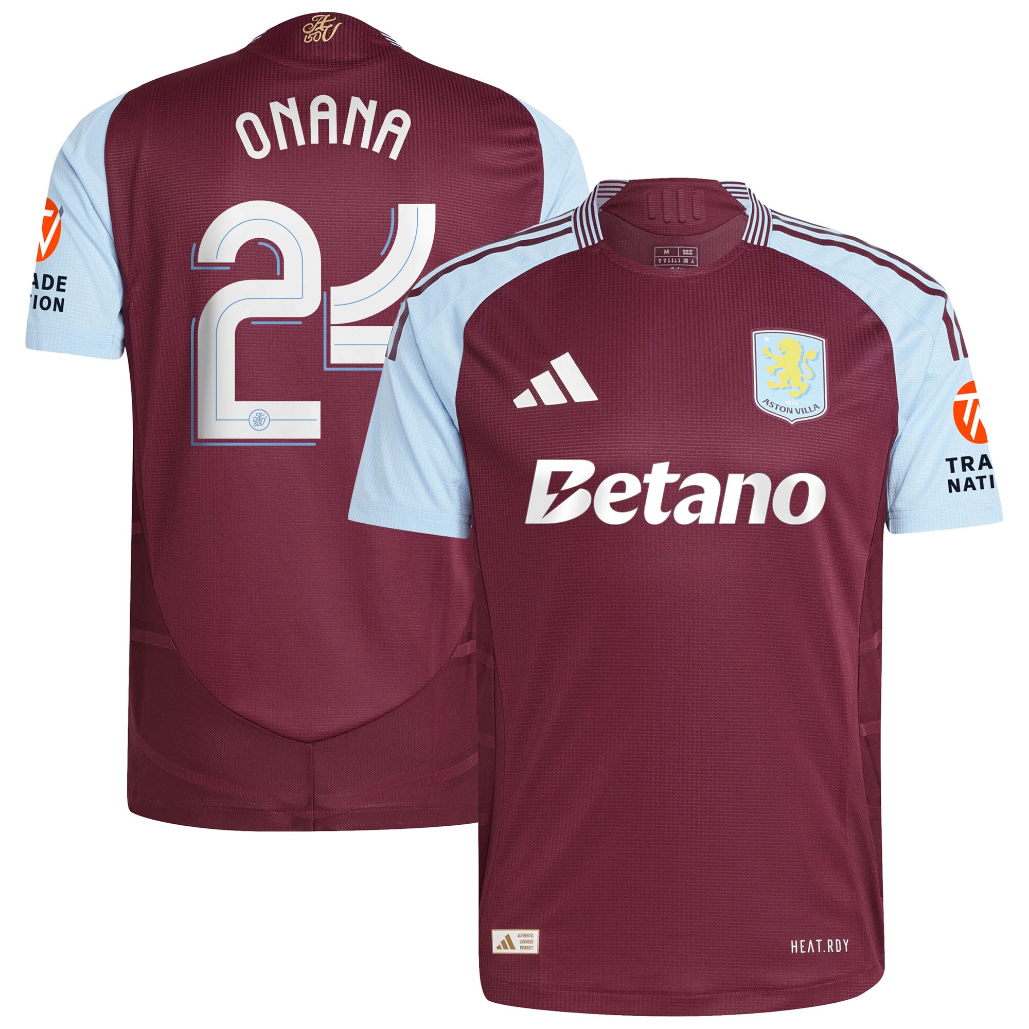 Aston Villa Jerseys - Official aston villa adidas home authentic shirt 2024-25 with onana 24 cup printing Collection for AVFC Fans
