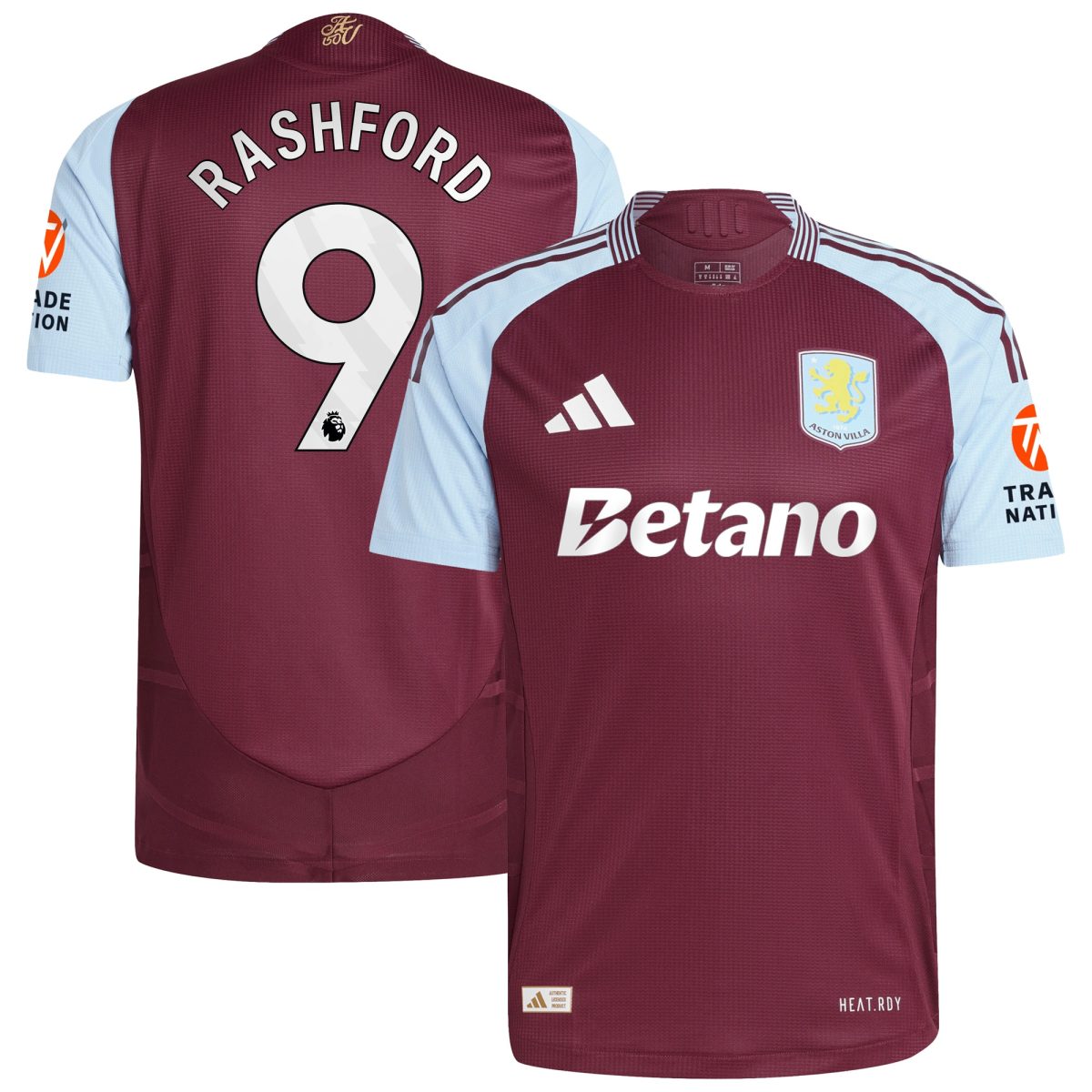 Aston Villa Jerseys - Official aston villa adidas home authentic shirt 2024-25 with rashford 9 printing Collection for AVFC Fans