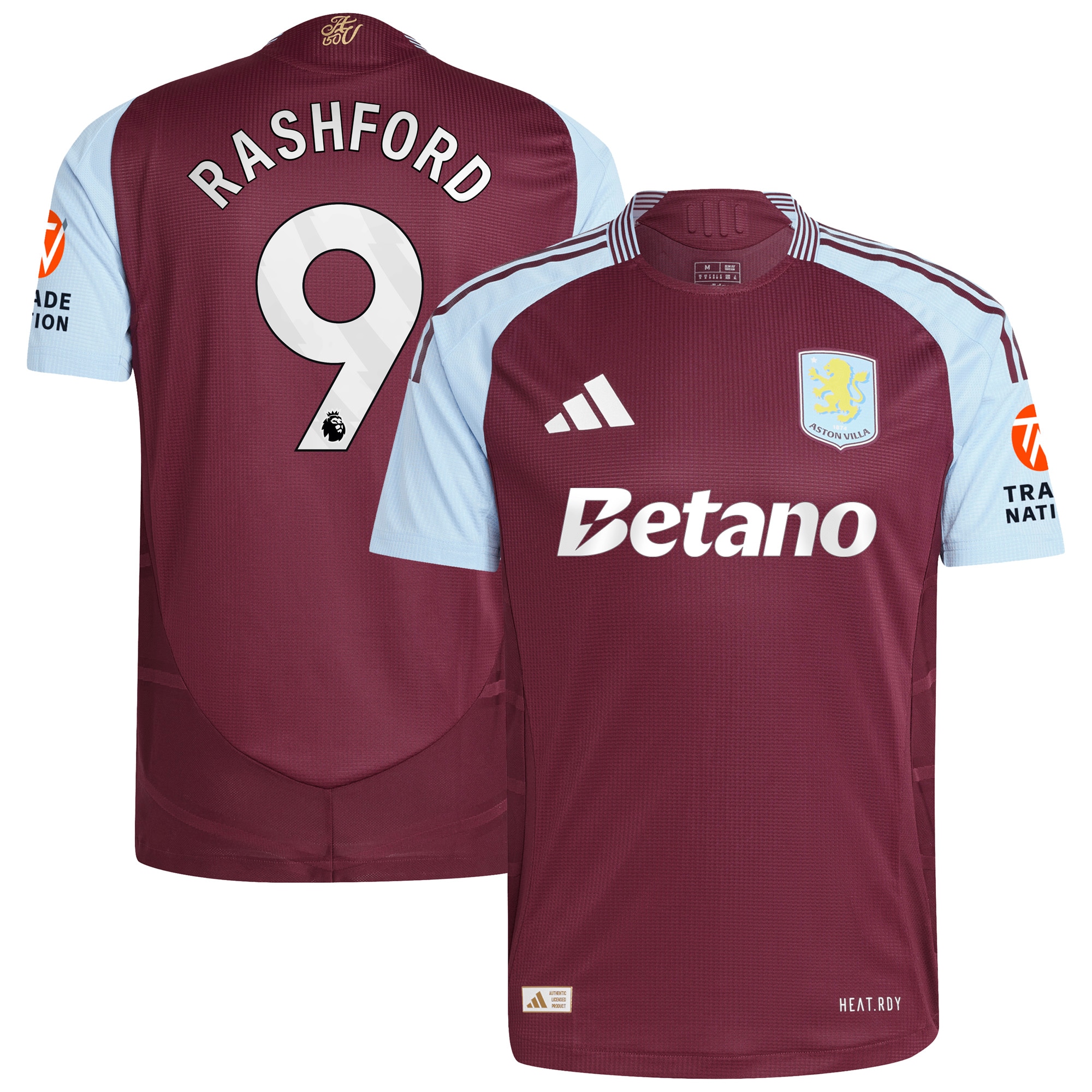 Aston Villa Jerseys - Official aston villa adidas home authentic shirt 2024-25 with rashford 9 printing Collection for AVFC Fans