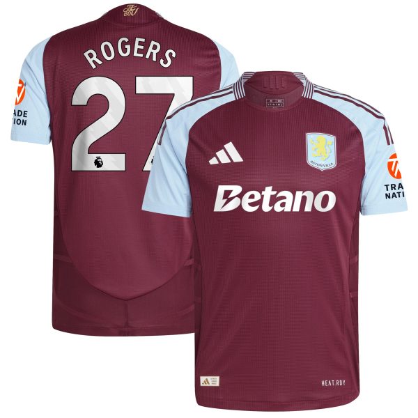 Aston Villa Jerseys - Official aston villa adidas home authentic shirt 2024-25 with rogers 27 printing Collection for AVFC Fans