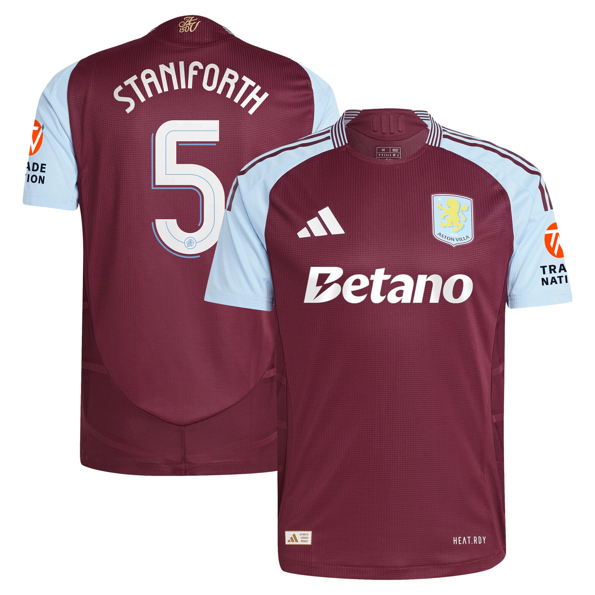 Aston Villa Jerseys - Official aston villa adidas home authentic shirt 2024-25 with staniforth 5 cup printing Collection for AVFC Fans