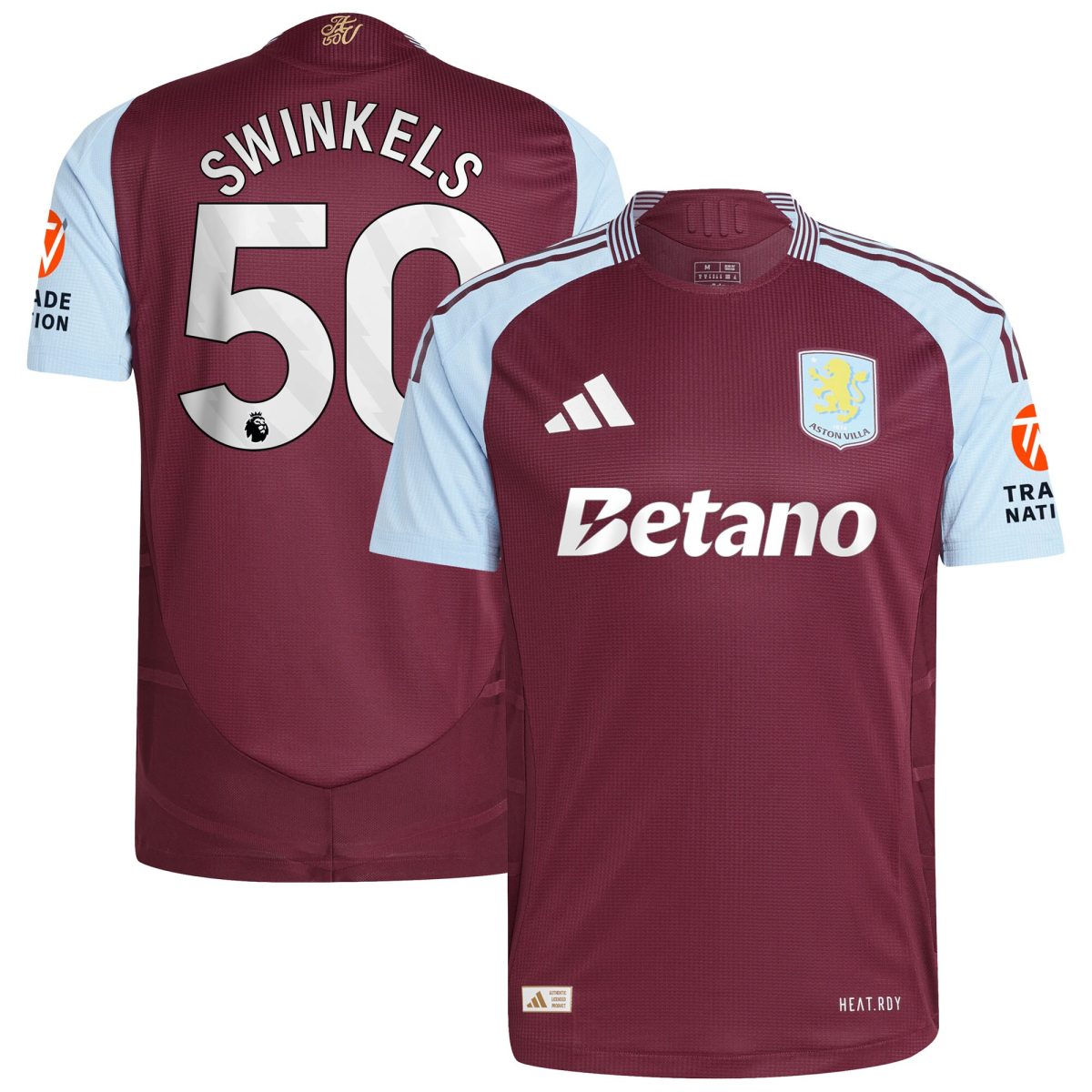 Aston Villa Jerseys - Official aston villa adidas home authentic shirt 2024-25 with swinkels 50 printing Collection for AVFC Fans