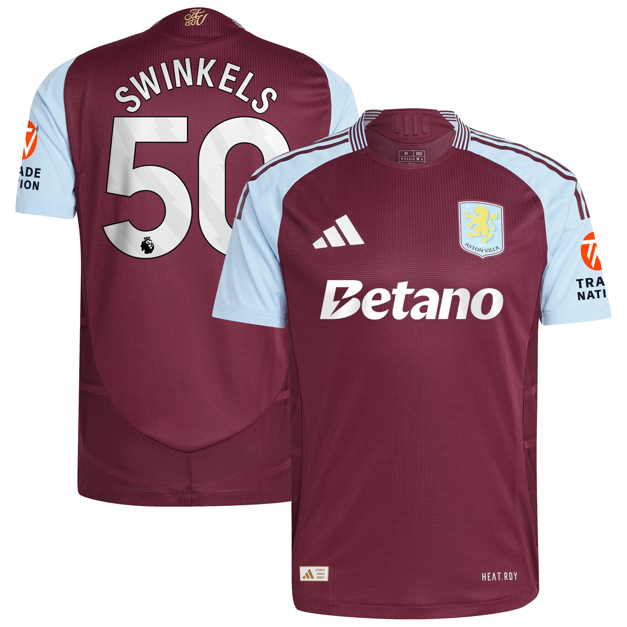Aston Villa Jerseys - Official aston villa adidas home authentic shirt 2024-25 with swinkels 50 printing Collection for AVFC Fans