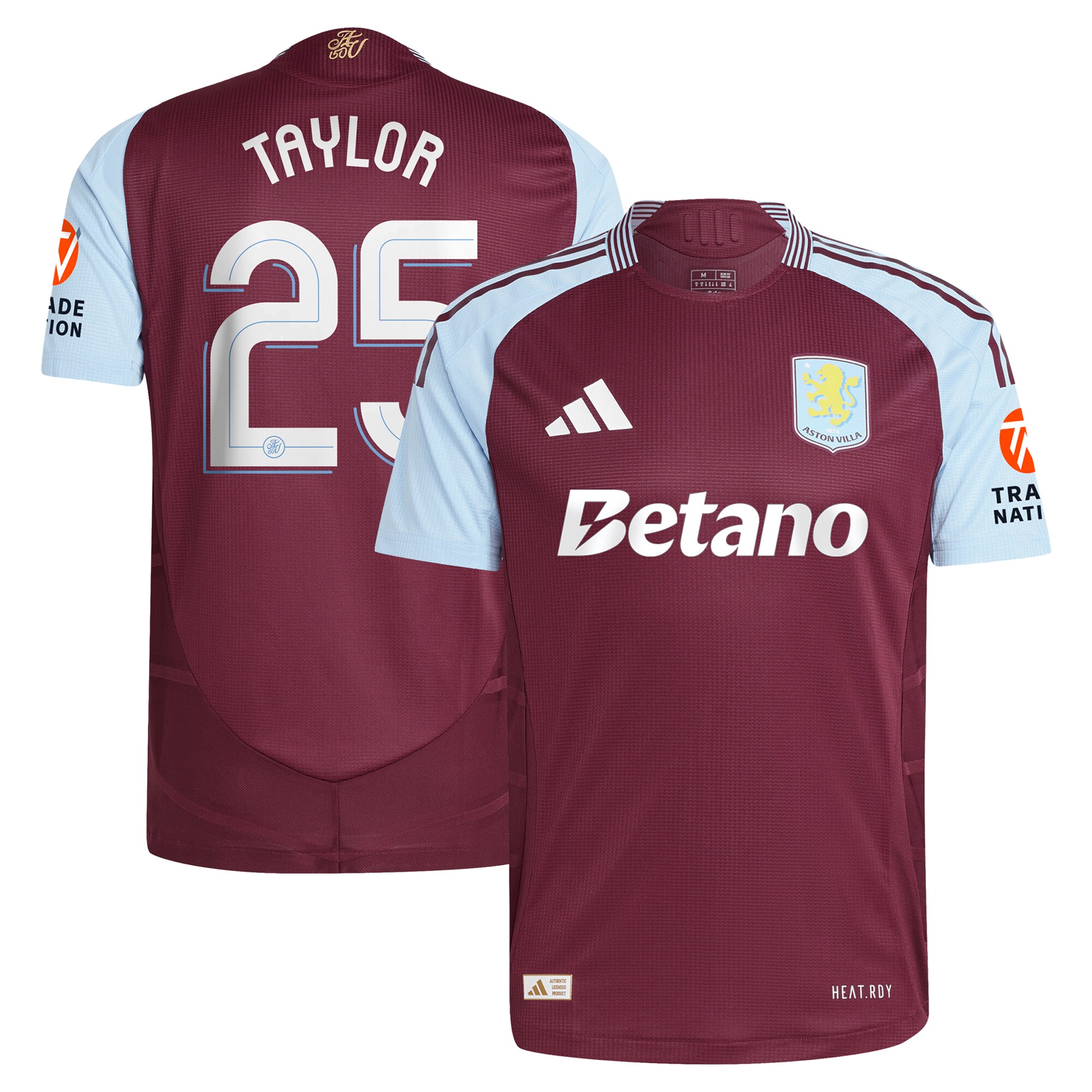 Aston Villa Jerseys - Official aston villa adidas home authentic shirt 2024-25 with taylor 25 cup printing Collection for AVFC Fans