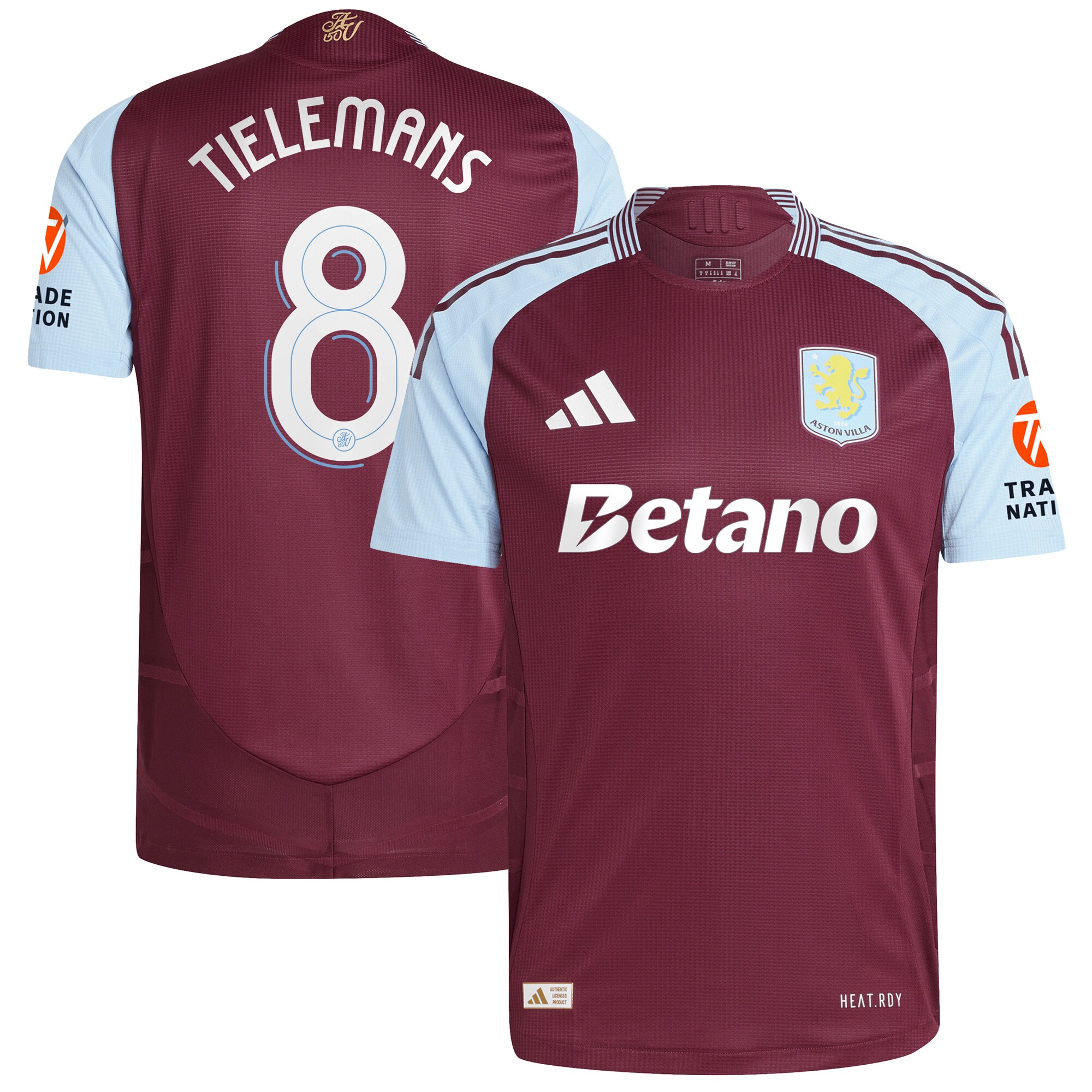 Aston Villa Jerseys - Official aston villa adidas home authentic shirt 2024-25 with tielemans 8 cup printing Collection for AVFC Fans