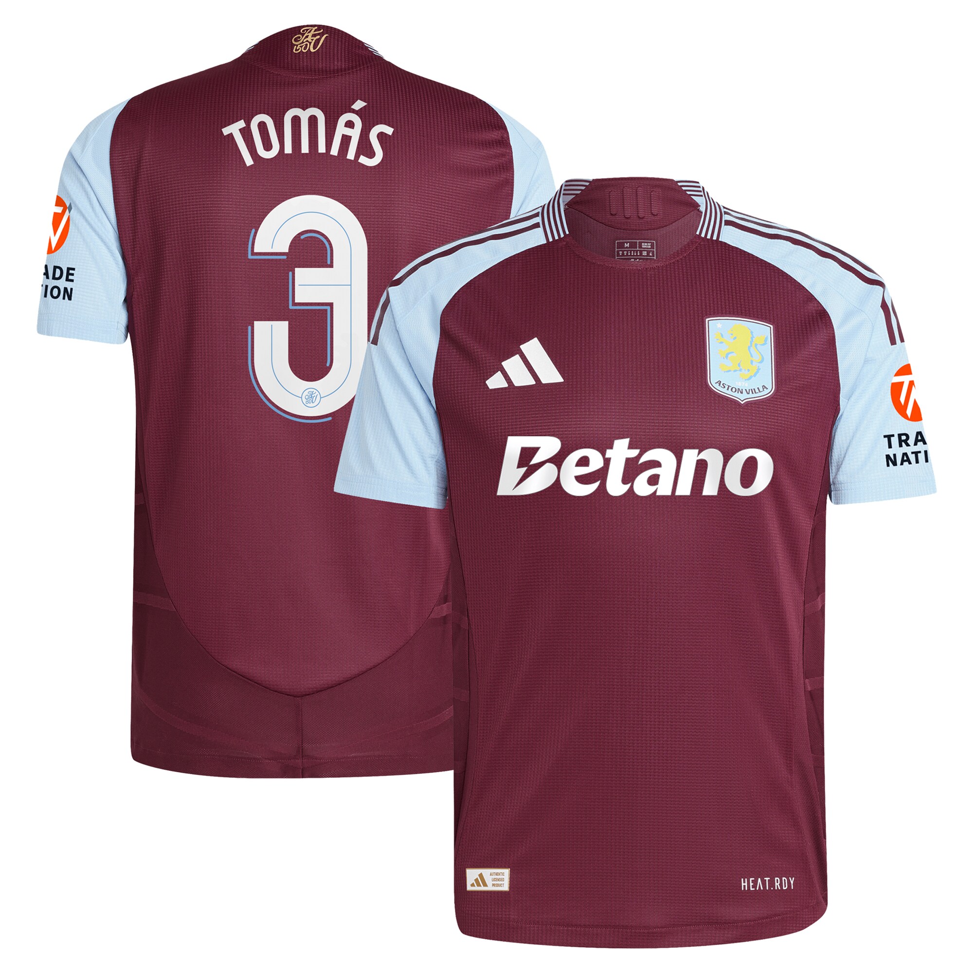 Aston Villa Jerseys - Official aston villa adidas home authentic shirt 2024-25 with tomás 3 cup printing Collection for AVFC Fans