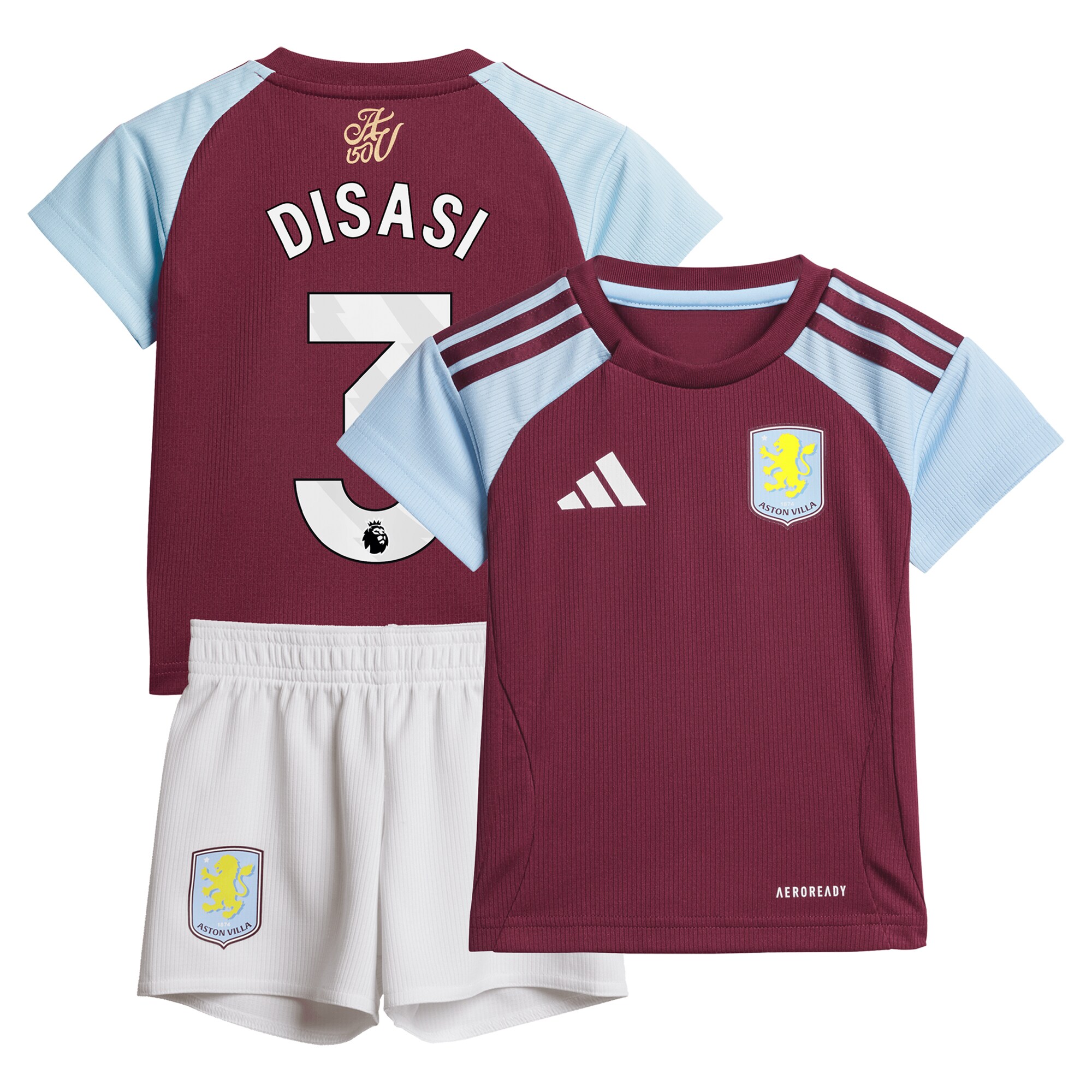 Aston Villa Jerseys - Official aston villa adidas home baby kit 2024-25 with disasi 3 printing Collection for AVFC Fans