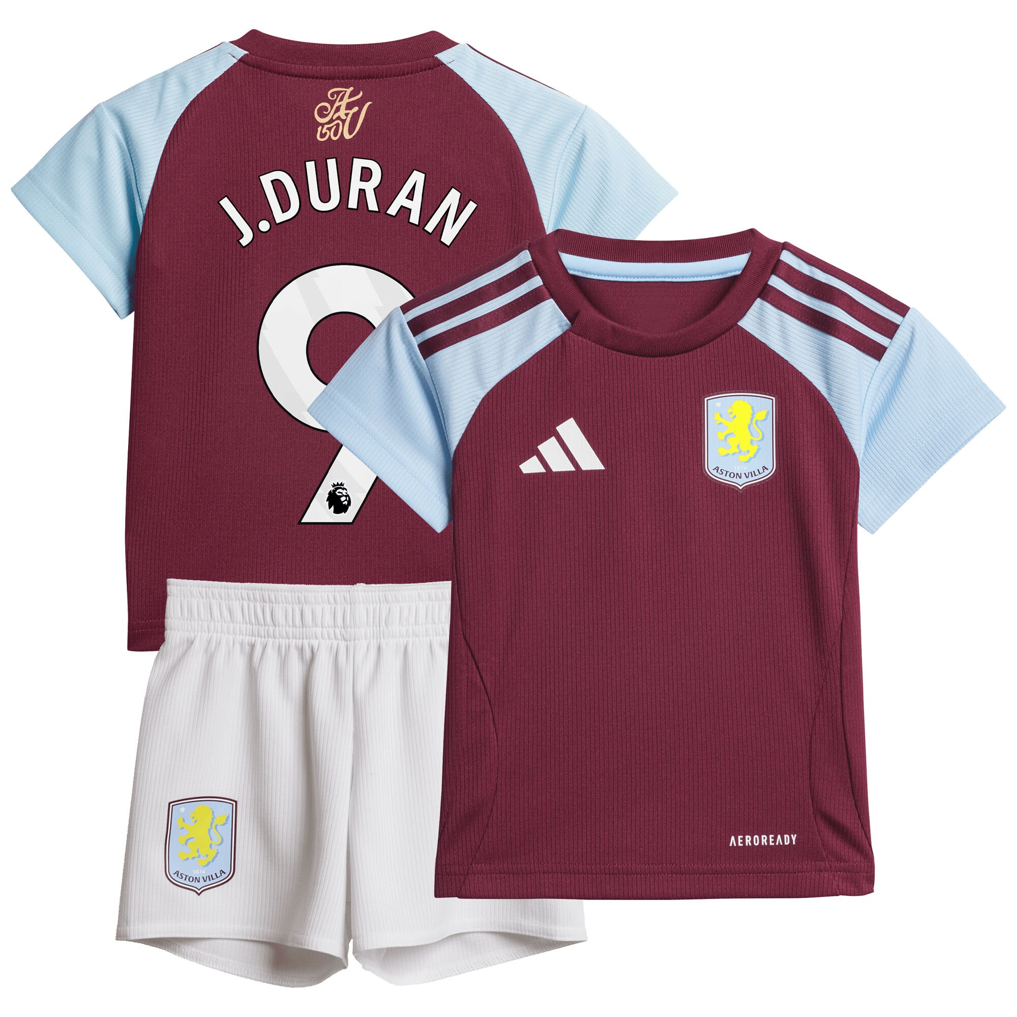 Aston Villa Jerseys - Official aston villa adidas home baby kit 2024-25 with j.duran 9 printing Collection for AVFC Fans