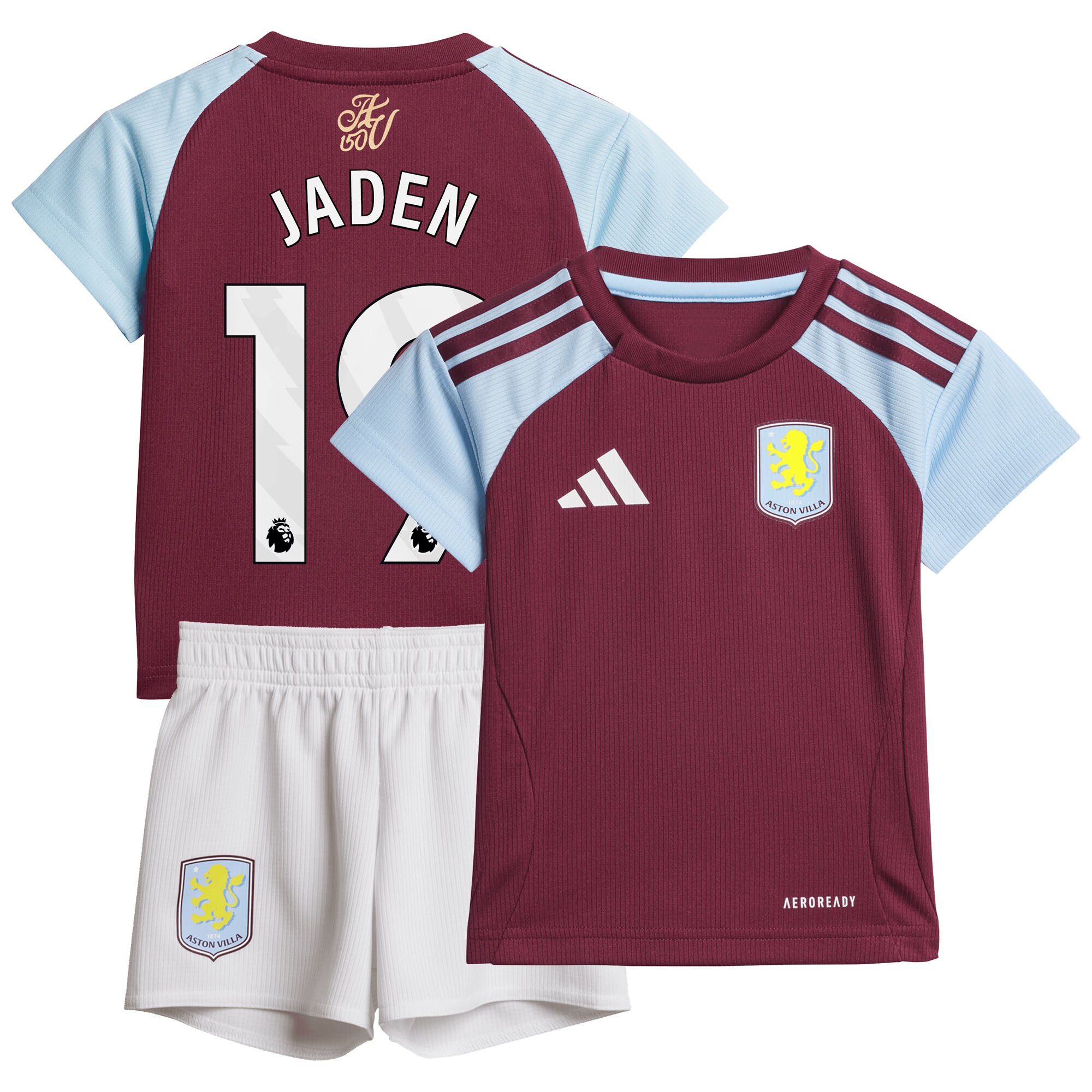 Aston Villa Jerseys - Official aston villa adidas home baby kit 2024-25 with jaden 19 printing Collection for AVFC Fans