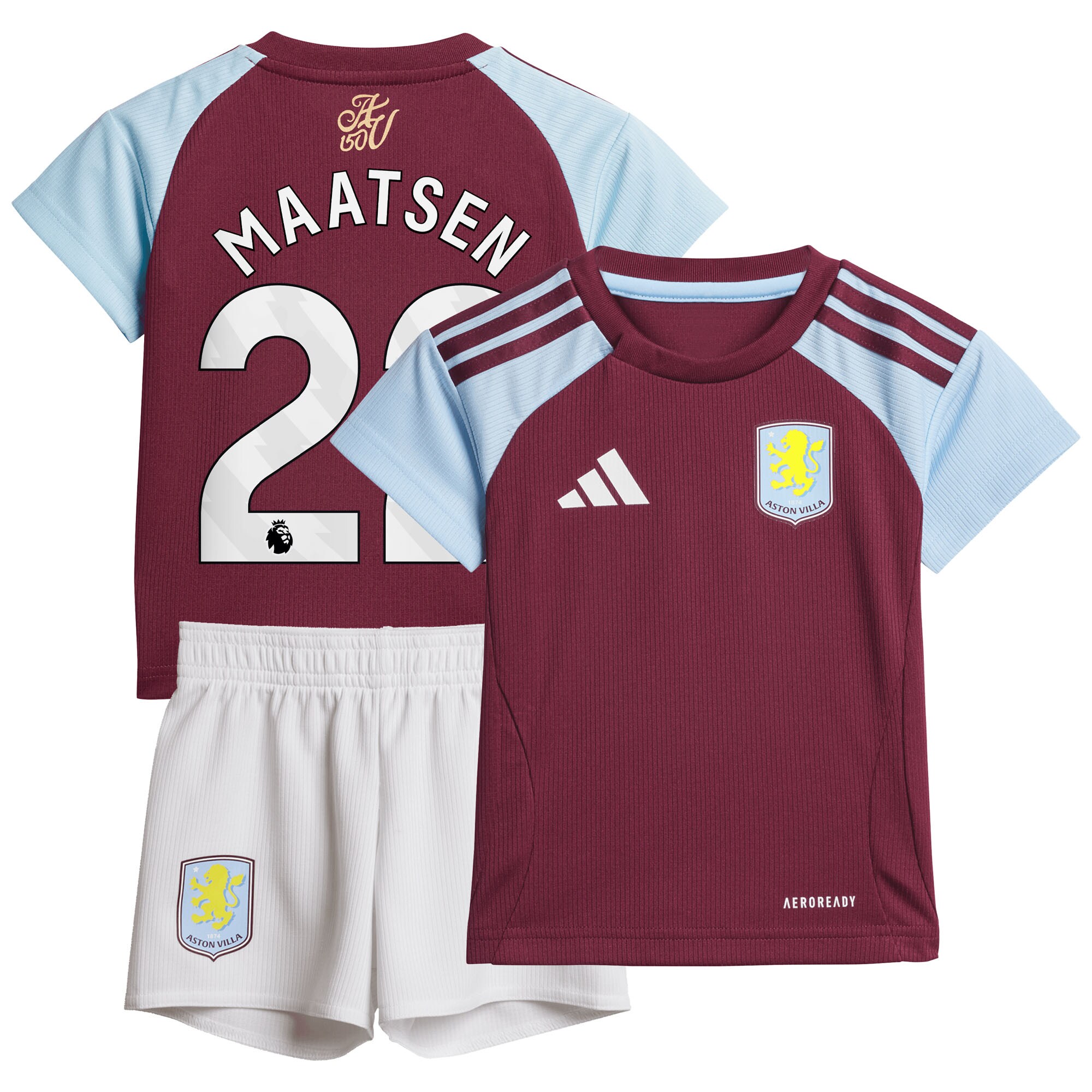 Aston Villa Jerseys - Official aston villa adidas home baby kit 2024-25 with maatsen 22 printing Collection for AVFC Fans