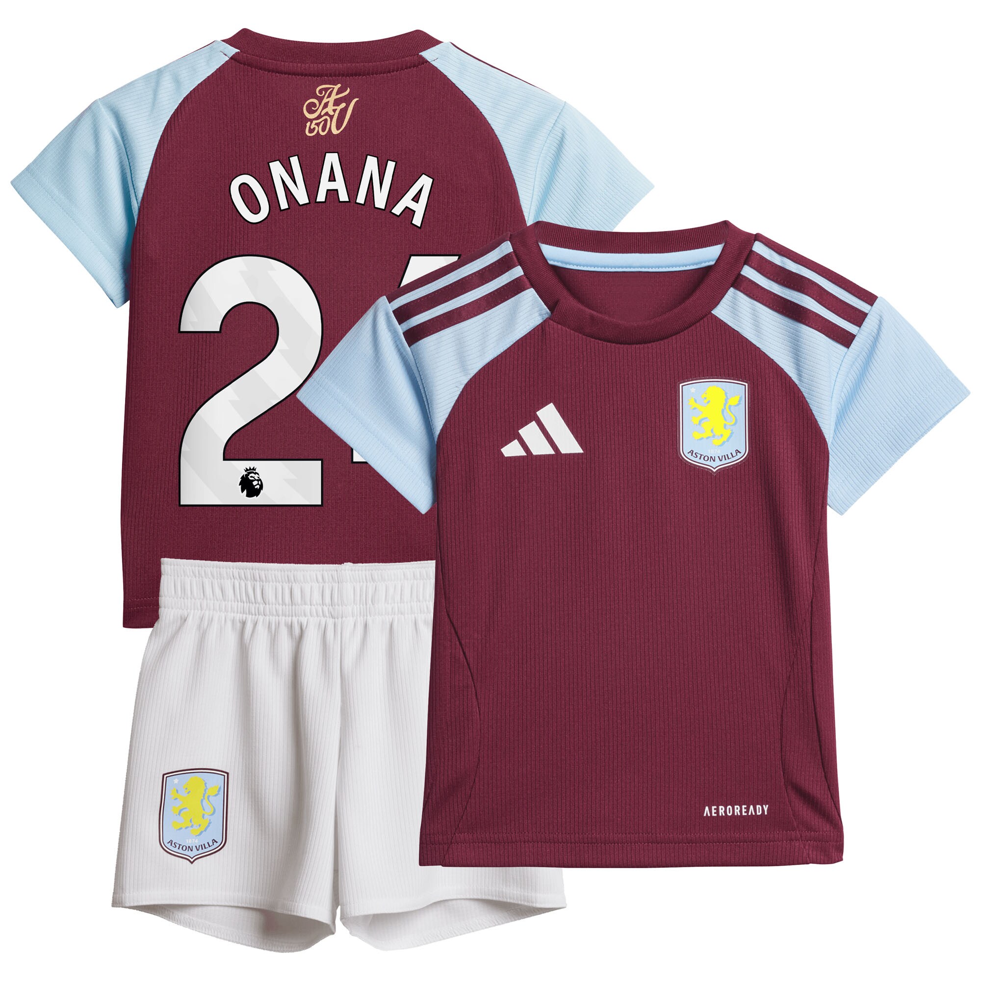 Aston Villa Jerseys - Official aston villa adidas home baby kit 2024-25 with onana 24 printing Collection for AVFC Fans