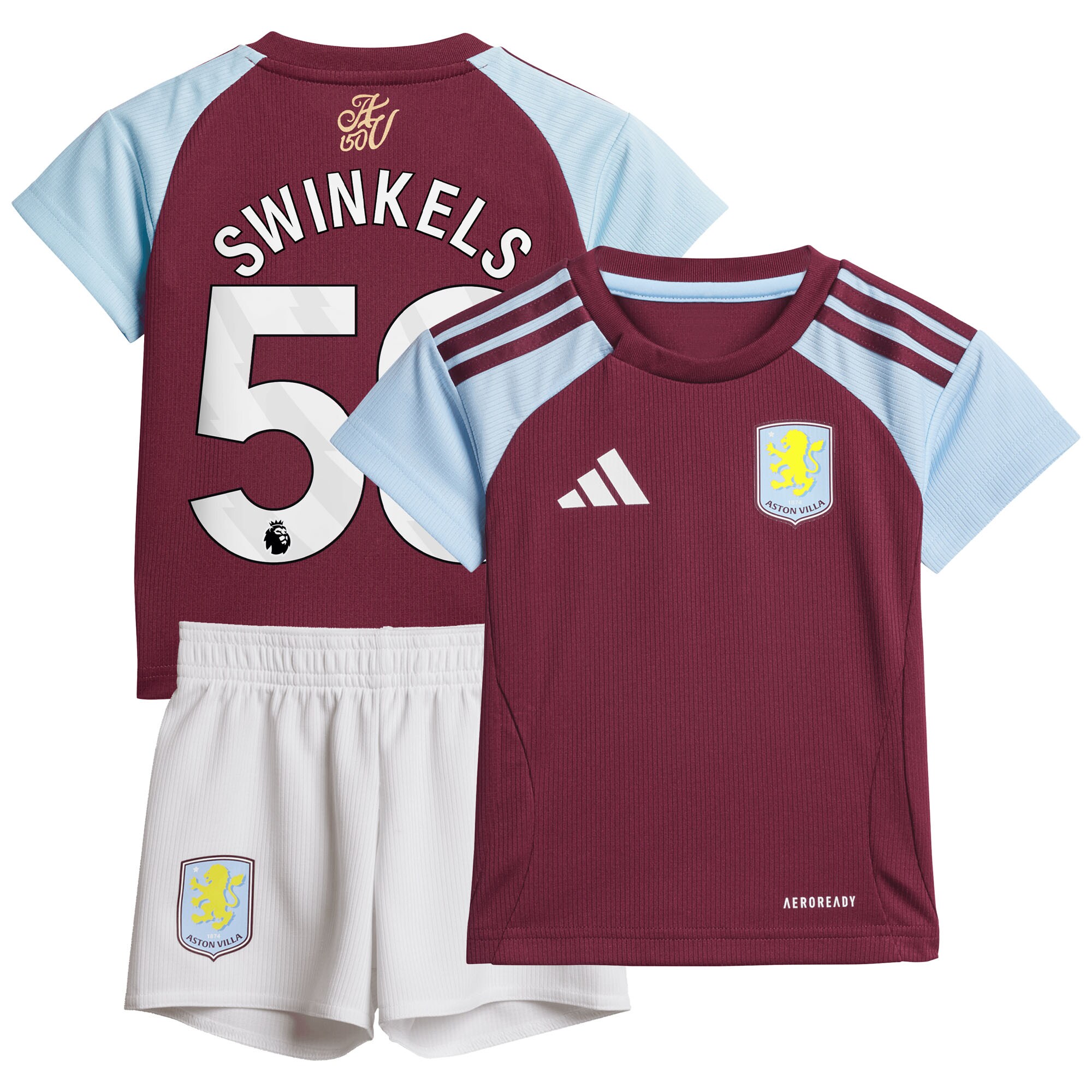 Aston Villa Jerseys - Official aston villa adidas home baby kit 2024-25 with swinkels 50 printing Collection for AVFC Fans