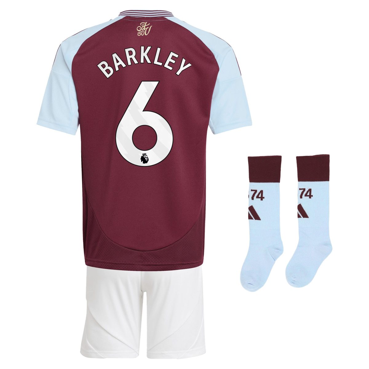 Aston Villa Jerseys - Official aston villa adidas home mini kit 2024-25 with barkley 6 printing Collection for AVFC Fans