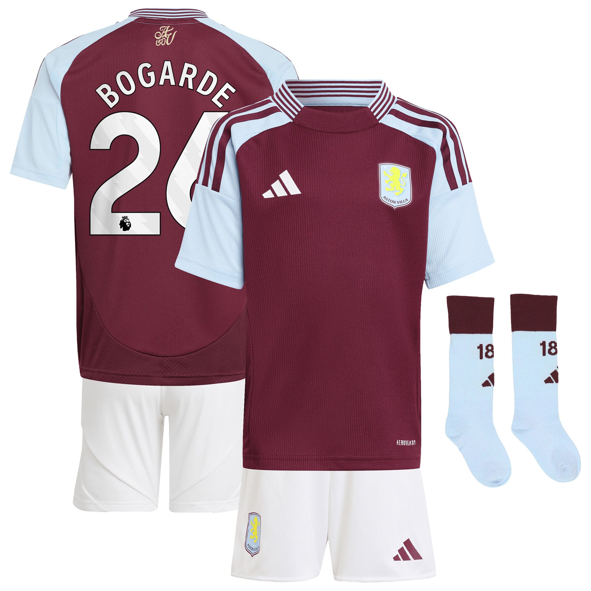 Aston Villa Jerseys - Official aston villa adidas home mini kit 2024-25 with bogarde 26 printing Collection for AVFC Fans