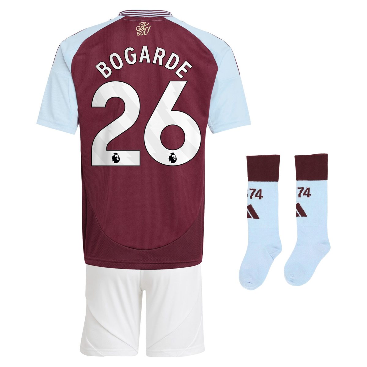 Aston Villa Jerseys - Official aston villa adidas home mini kit 2024-25 with bogarde 26 printing Collection for AVFC Fans