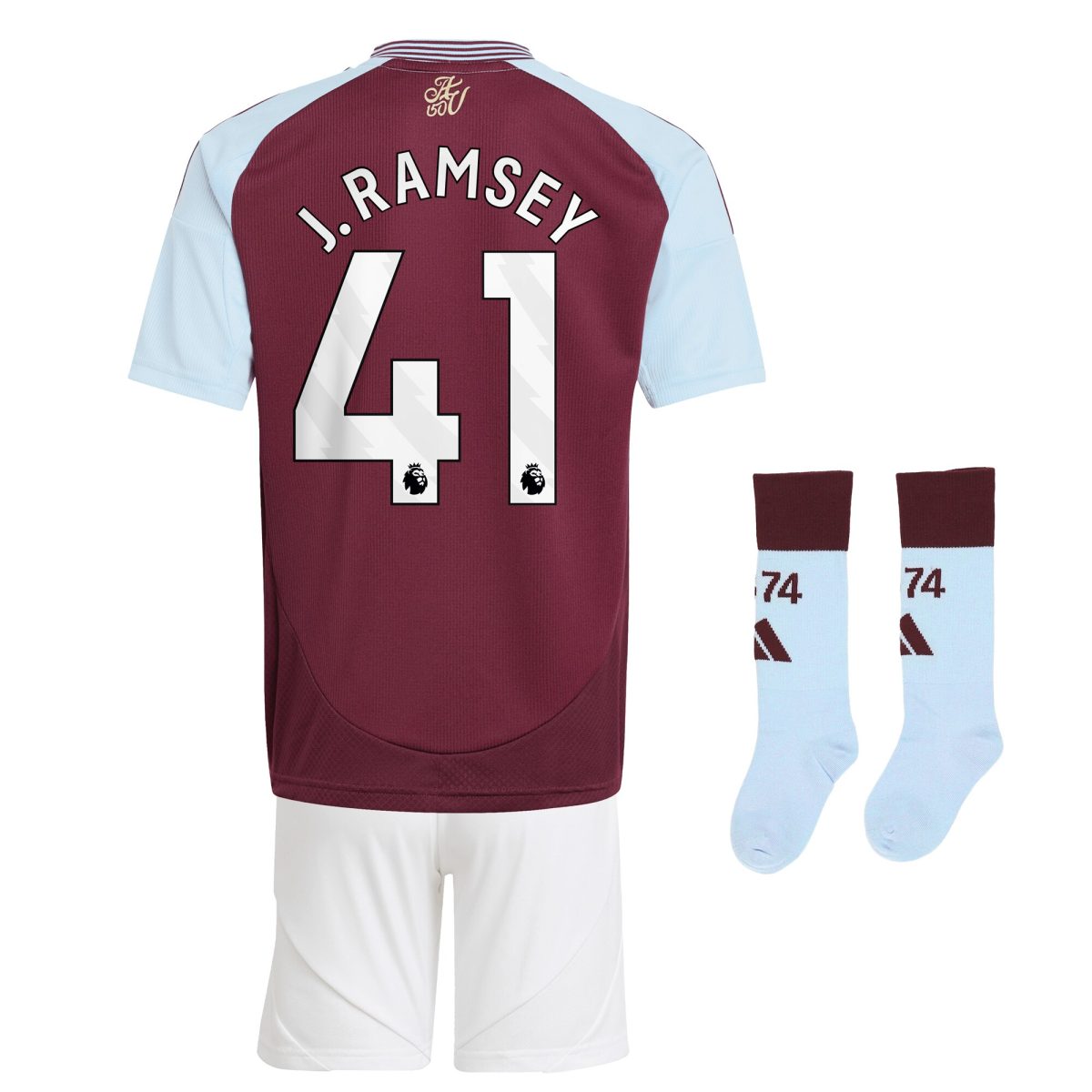 Aston Villa Jerseys - Official aston villa adidas home mini kit 2024-25 with j. ramsey 41 printing Collection for AVFC Fans