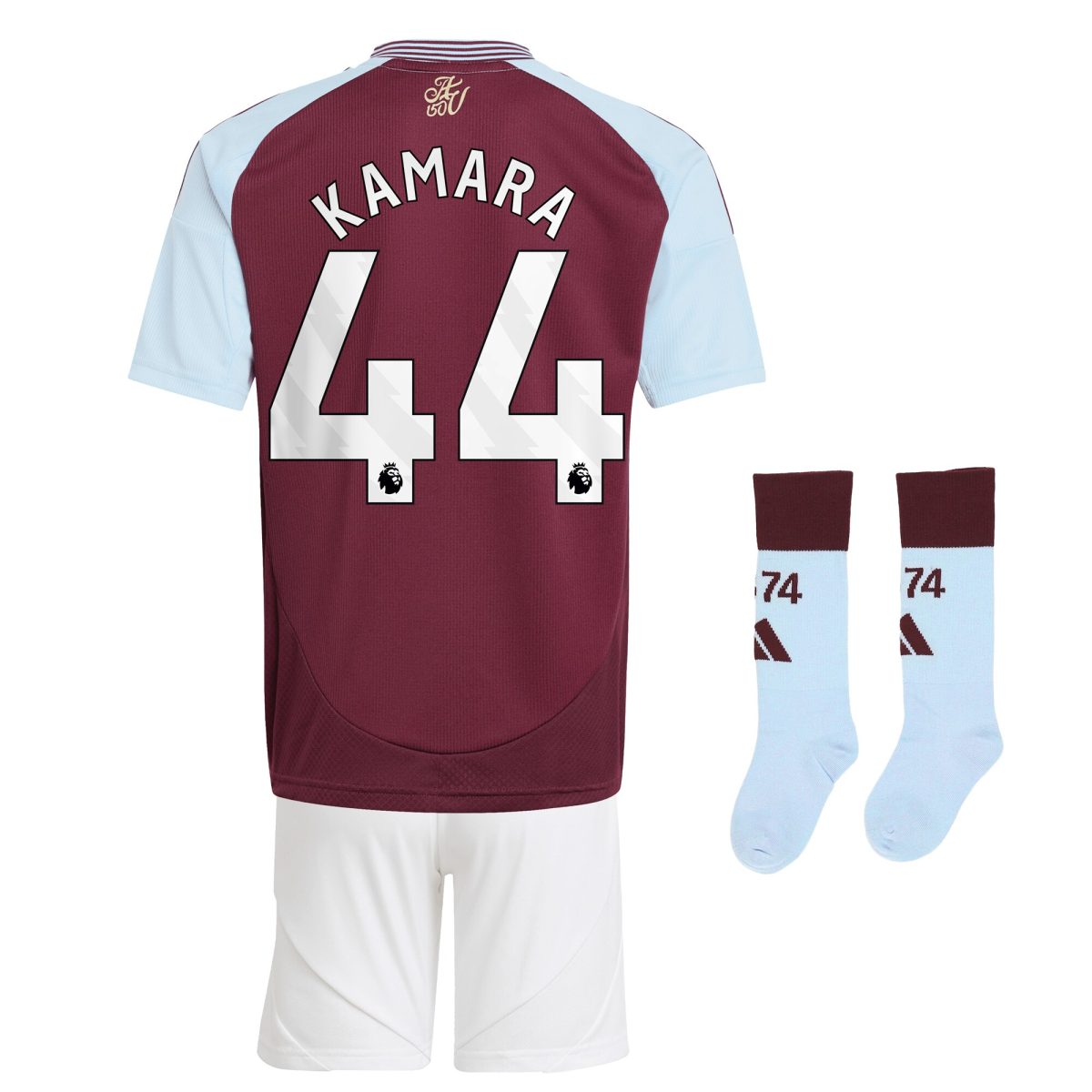 Aston Villa Jerseys - Official aston villa adidas home mini kit 2024-25 with kamara 44 printing Collection for AVFC Fans