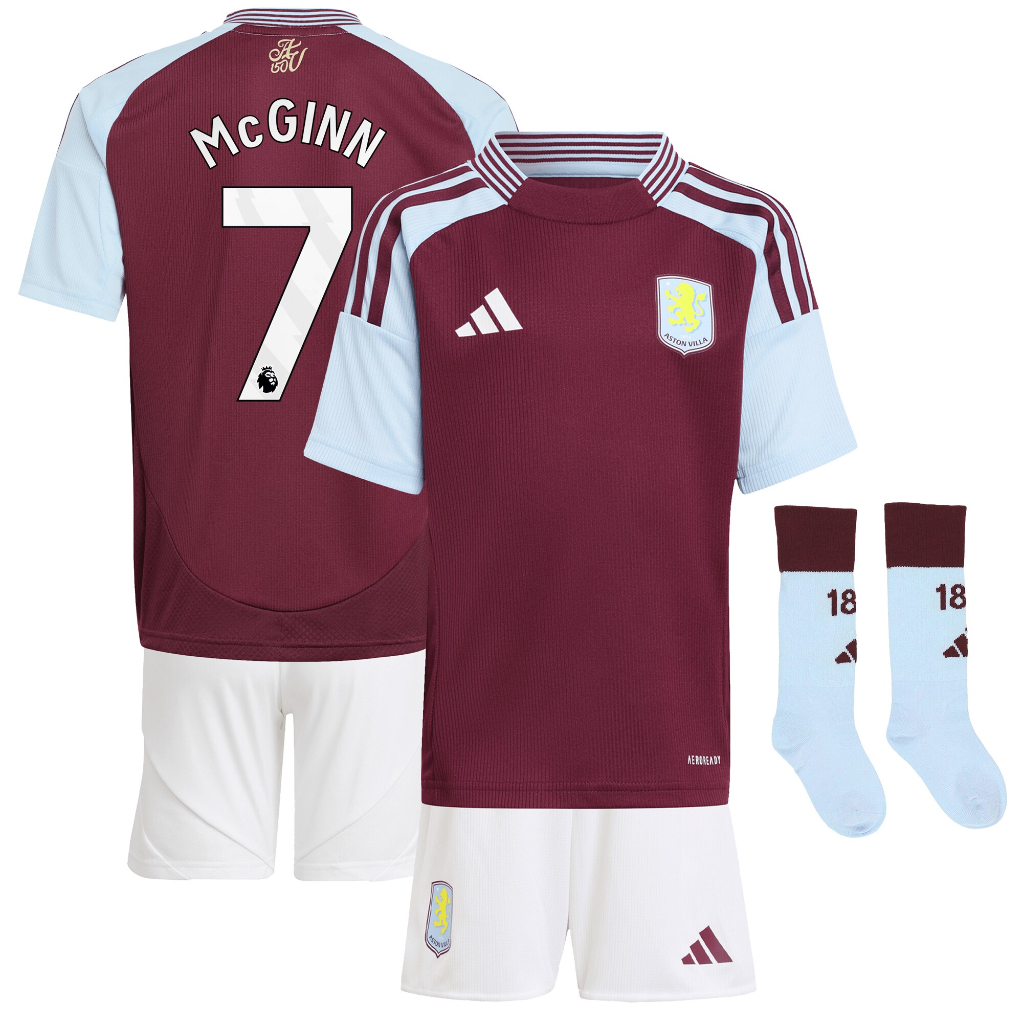 Aston Villa Jerseys - Official aston villa adidas home mini kit 2024-25 with mcginn 7 printing Collection for AVFC Fans
