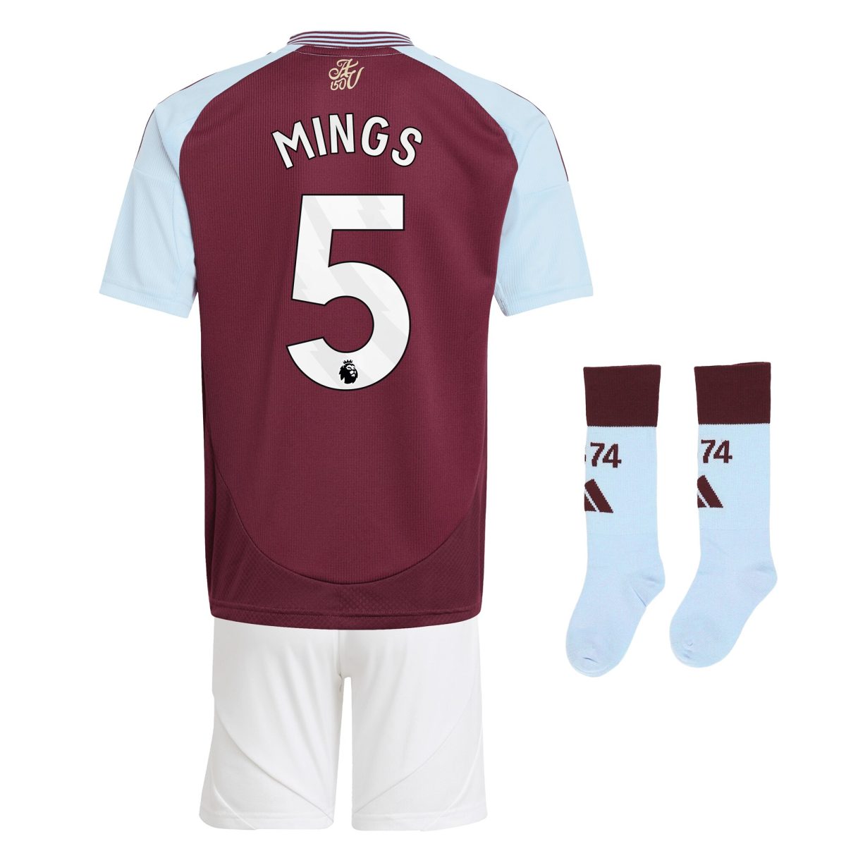 Aston Villa Jerseys - Official aston villa adidas home mini kit 2024-25 with mings 5 printing Collection for AVFC Fans