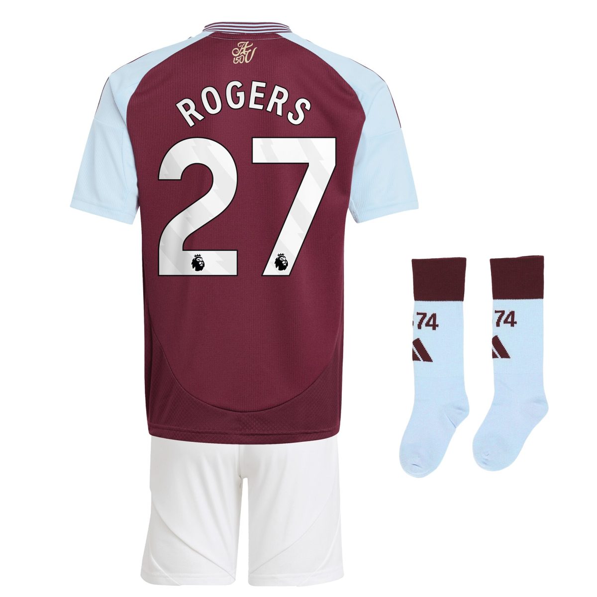 Aston Villa Jerseys - Official aston villa adidas home mini kit 2024-25 with rogers 27 printing Collection for AVFC Fans