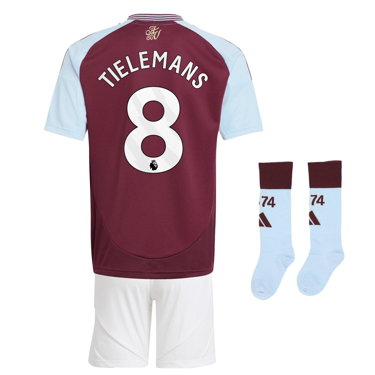Aston Villa Jerseys - Official aston villa adidas home mini kit 2024-25 with tielemans 8 printing Collection for AVFC Fans