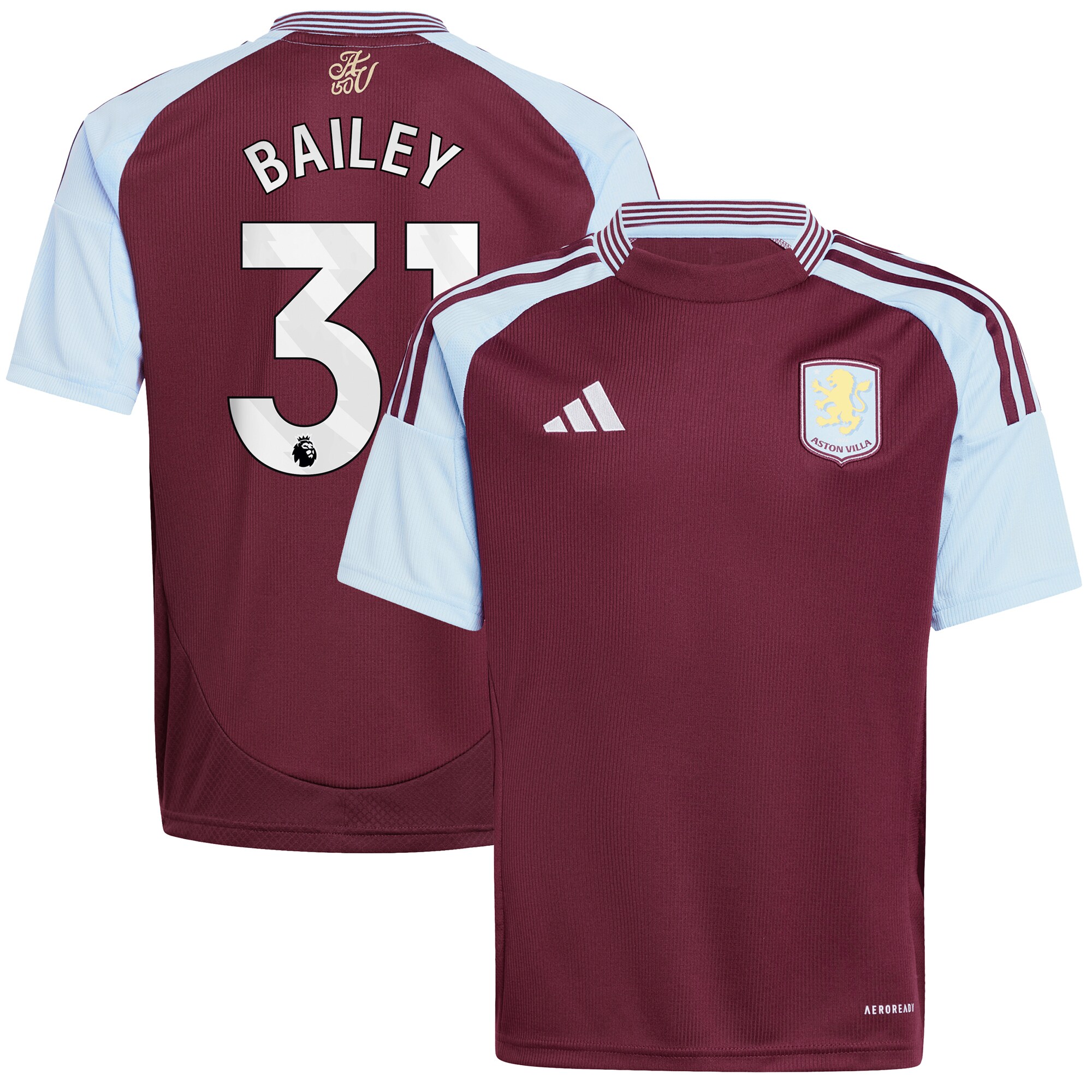 Aston Villa Jerseys - Official aston villa adidas home shirt 2024-25 – kids with bailey 31 printing Collection for AVFC Fans