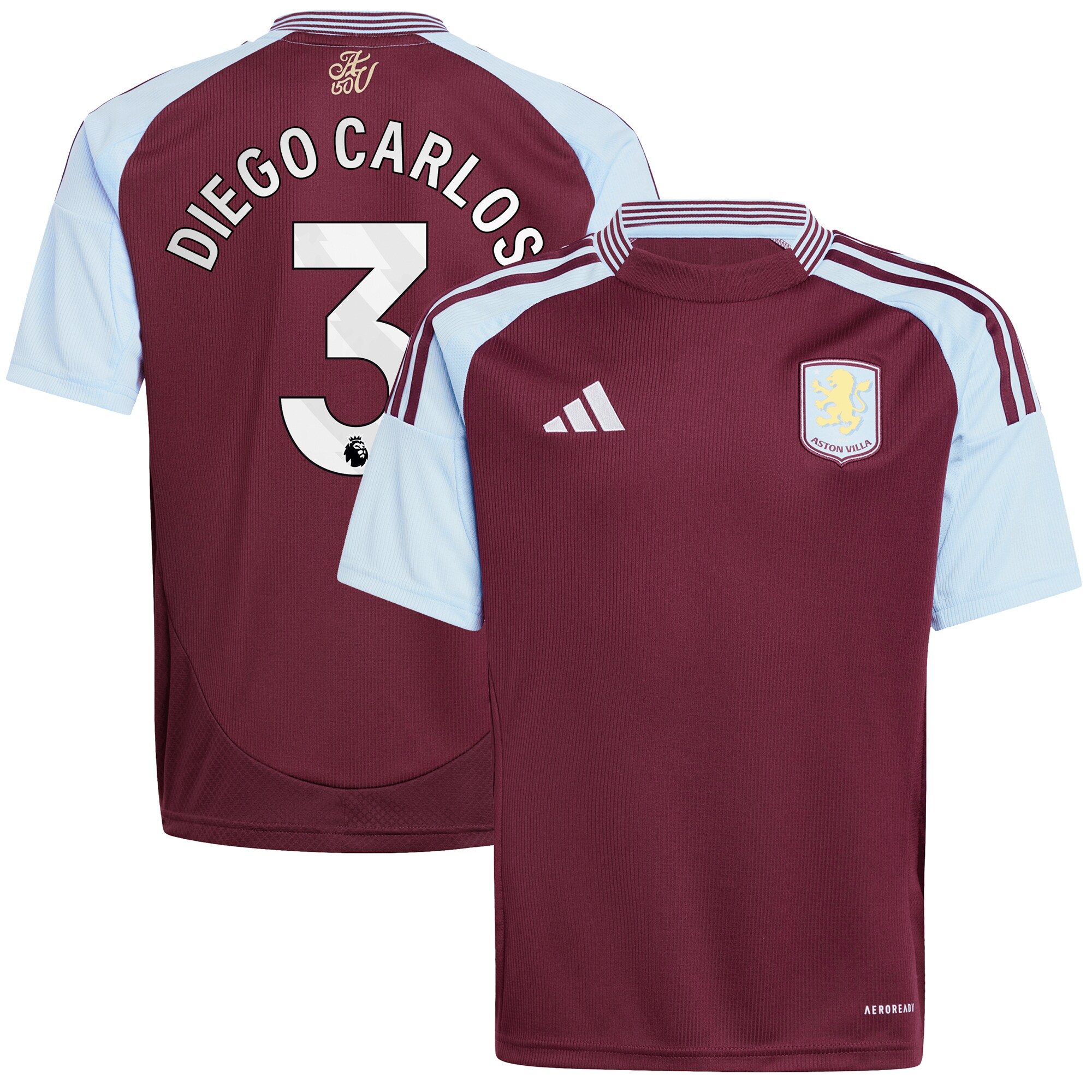 Aston Villa Jerseys - Official aston villa adidas home shirt 2024-25 – kids with diego carlos 3 printing Collection for AVFC Fans