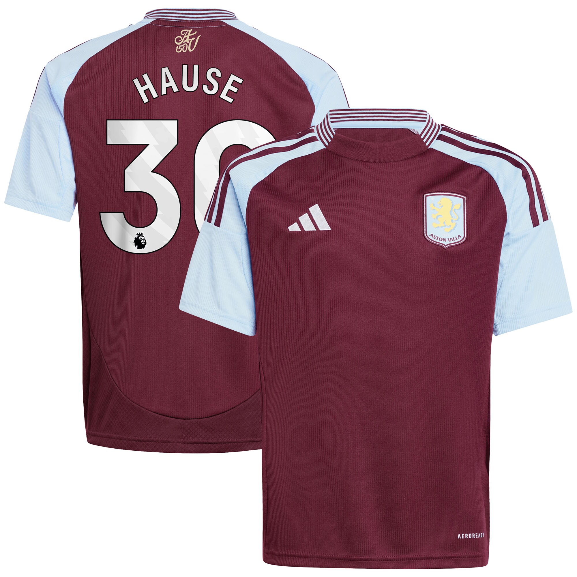 Aston Villa Jerseys - Official aston villa adidas home shirt 2024-25 – kids with hause 30 printing Collection for AVFC Fans