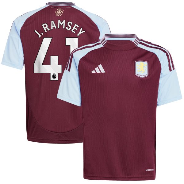 Aston Villa Jerseys - Official aston villa adidas home shirt 2024-25 – kids with j. ramsey 41 printing Collection for AVFC Fans