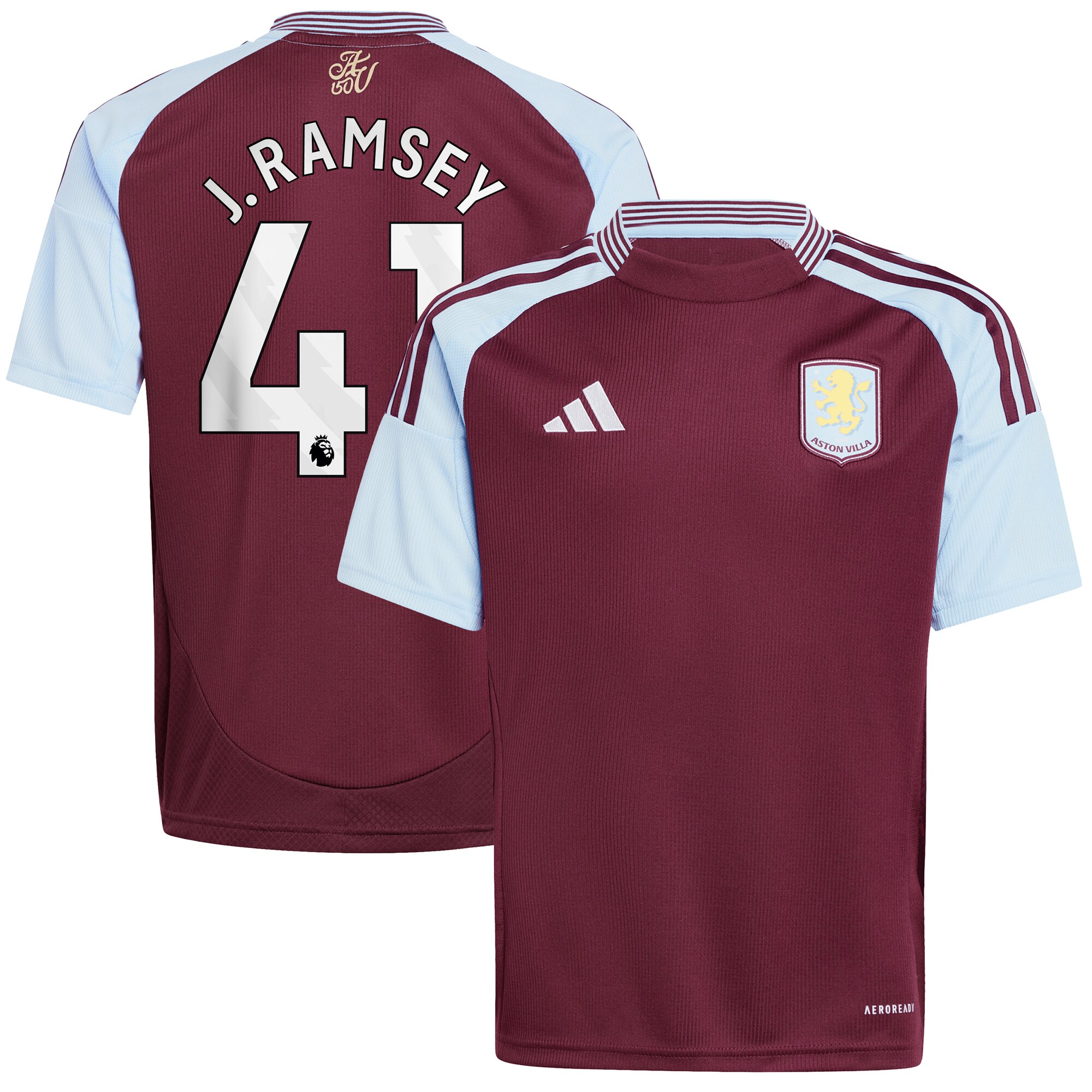 Aston Villa Jerseys - Official aston villa adidas home shirt 2024-25 – kids with j. ramsey 41 printing Collection for AVFC Fans